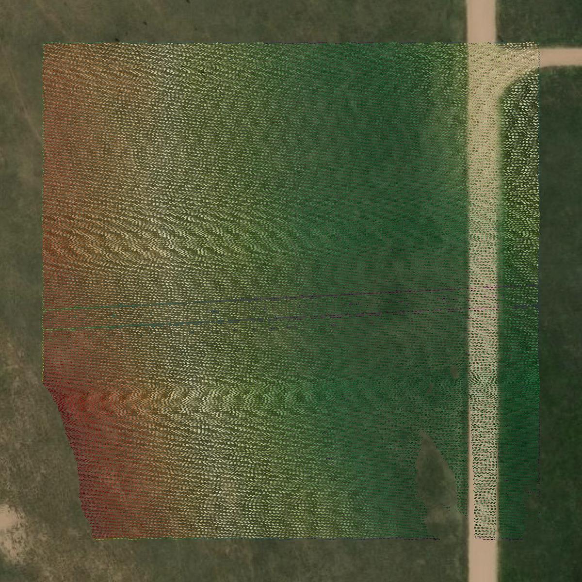 This image shows a LiDAR point cloud in Dundy County created using GIS data in Equator.