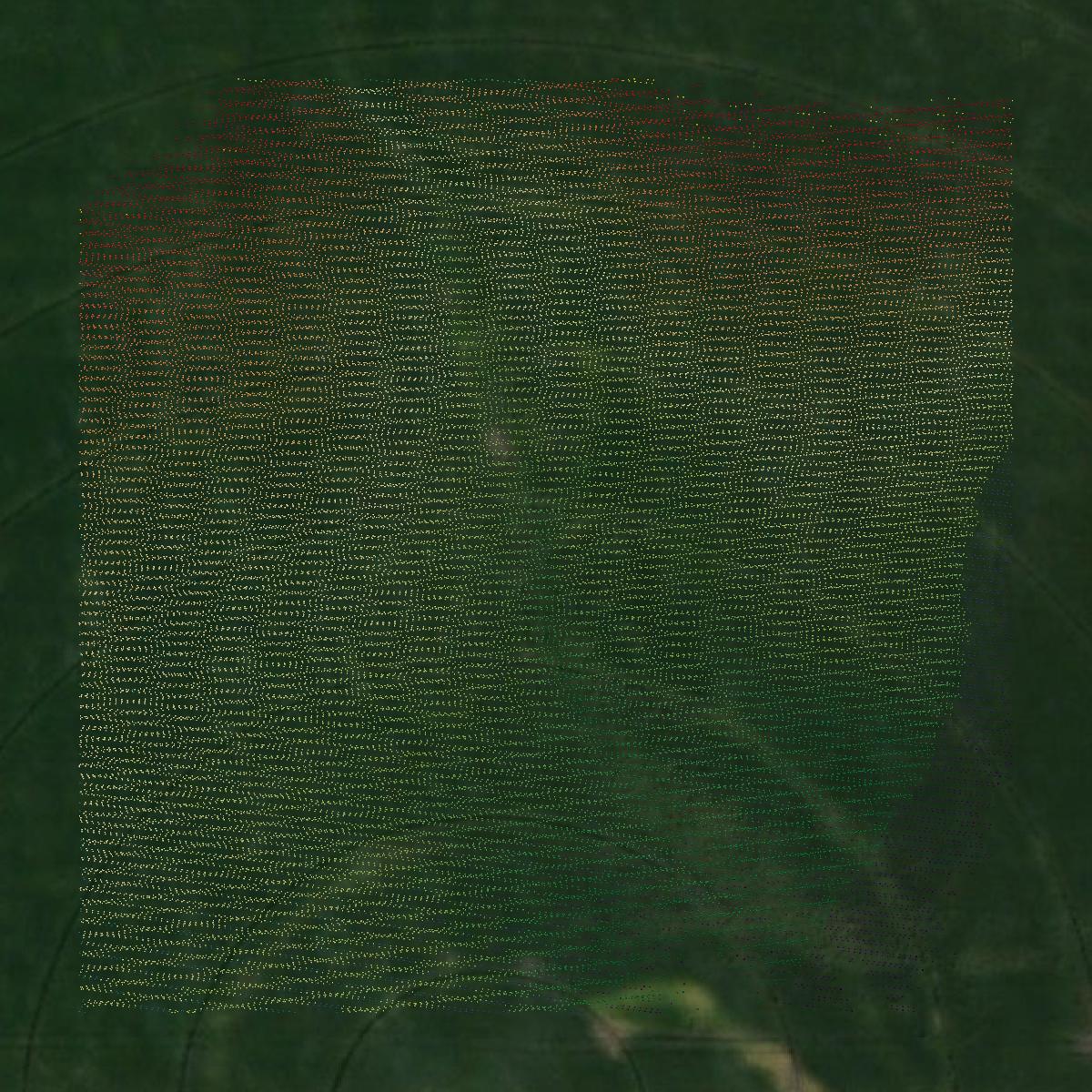 This image shows a LiDAR point cloud in Fillmore County created using GIS data in Equator.