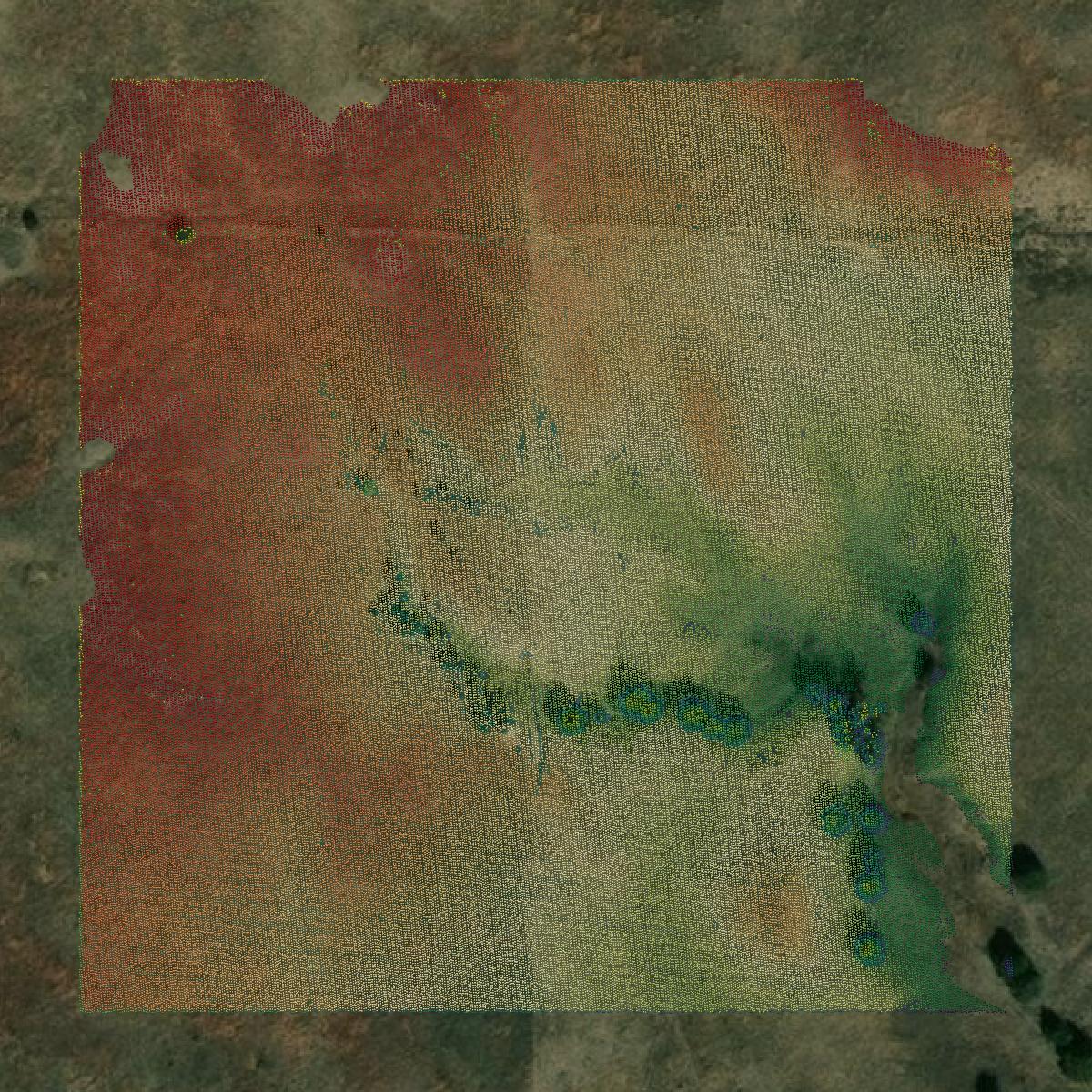 This image shows a LiDAR point cloud in Franklin County created using GIS data in Equator.