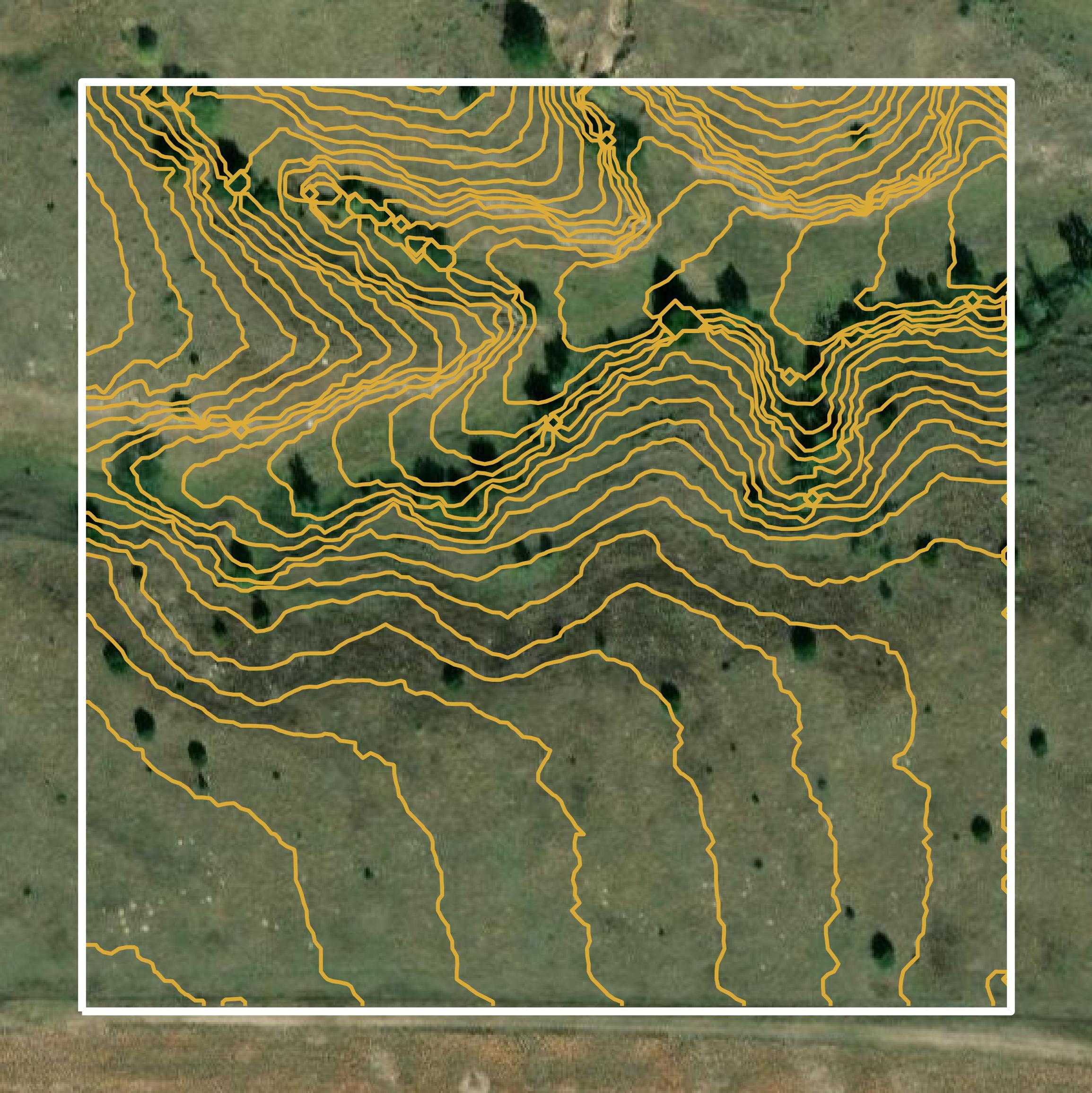 This image shows a contour map in Frontier County created using GIS data in Equator.