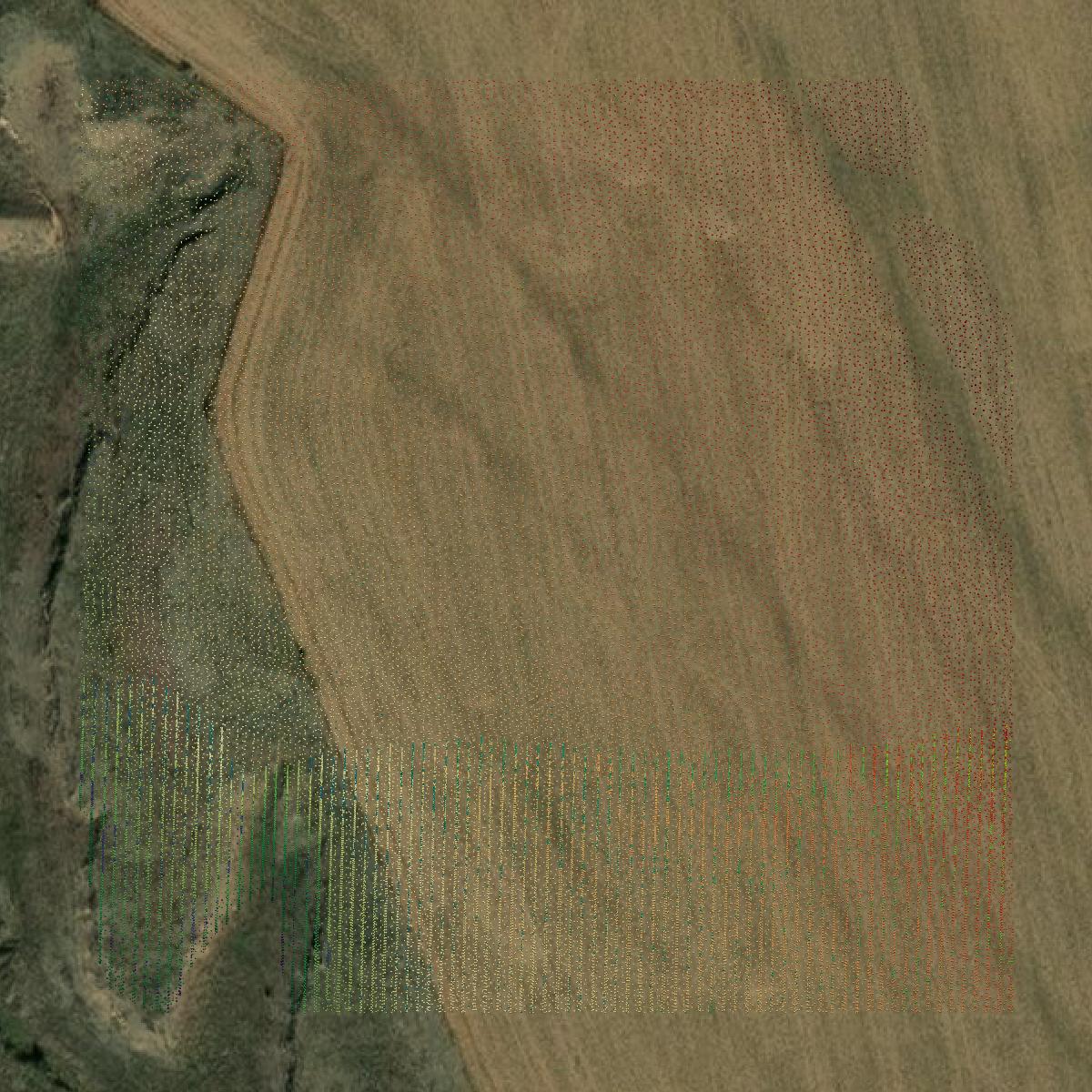 This image shows a LiDAR point cloud in Furnas County created using GIS data in Equator.