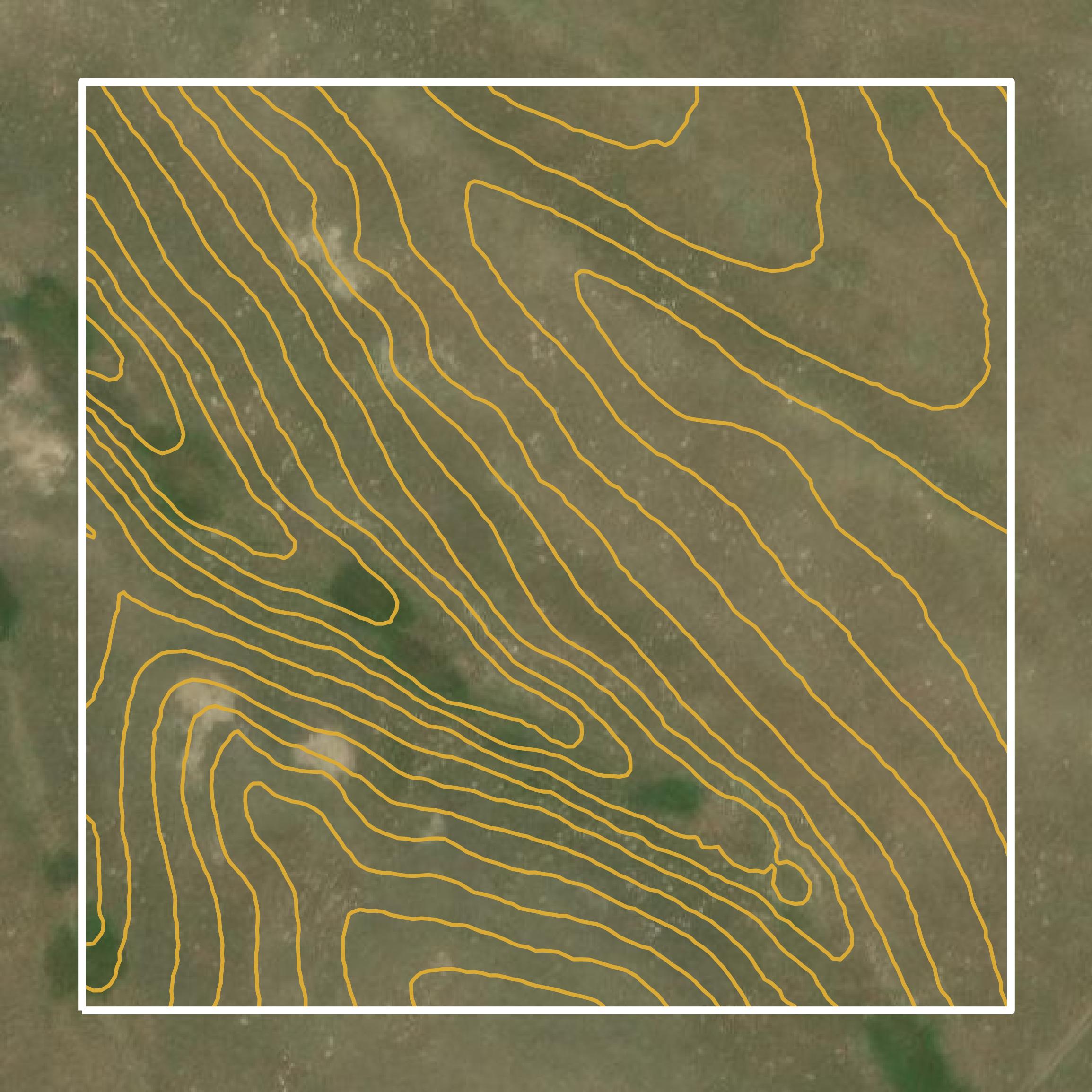 This image shows a contour map in Garden County created using GIS data in Equator.
