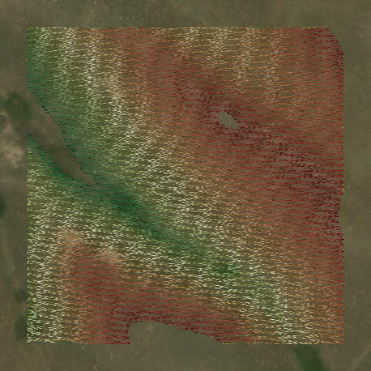 This image shows a LiDAR point cloud in Garden County created using GIS data in Equator.