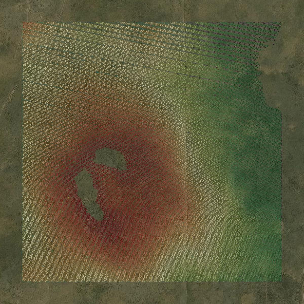 This image shows a LiDAR point cloud in Garden County created using GIS data in Equator.