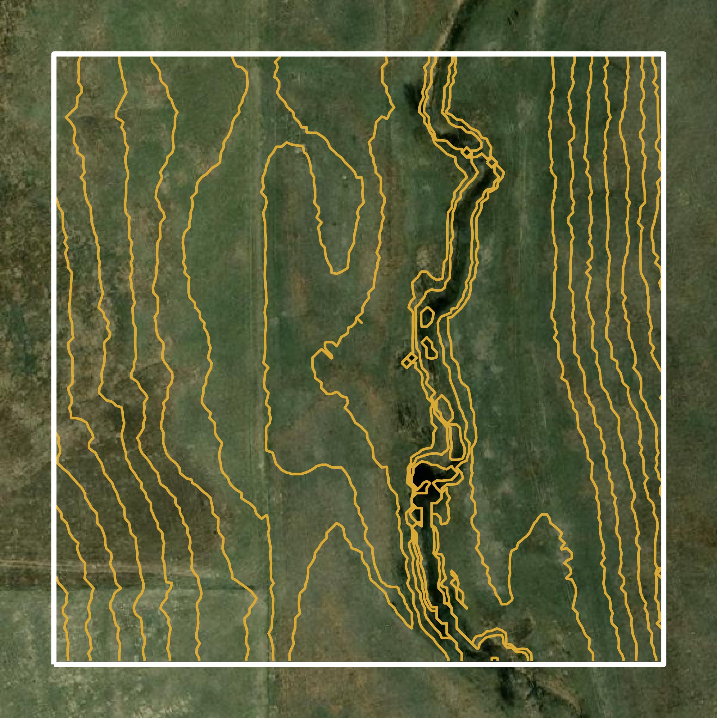 This image shows a contour map in Gosper County created using GIS data in Equator.