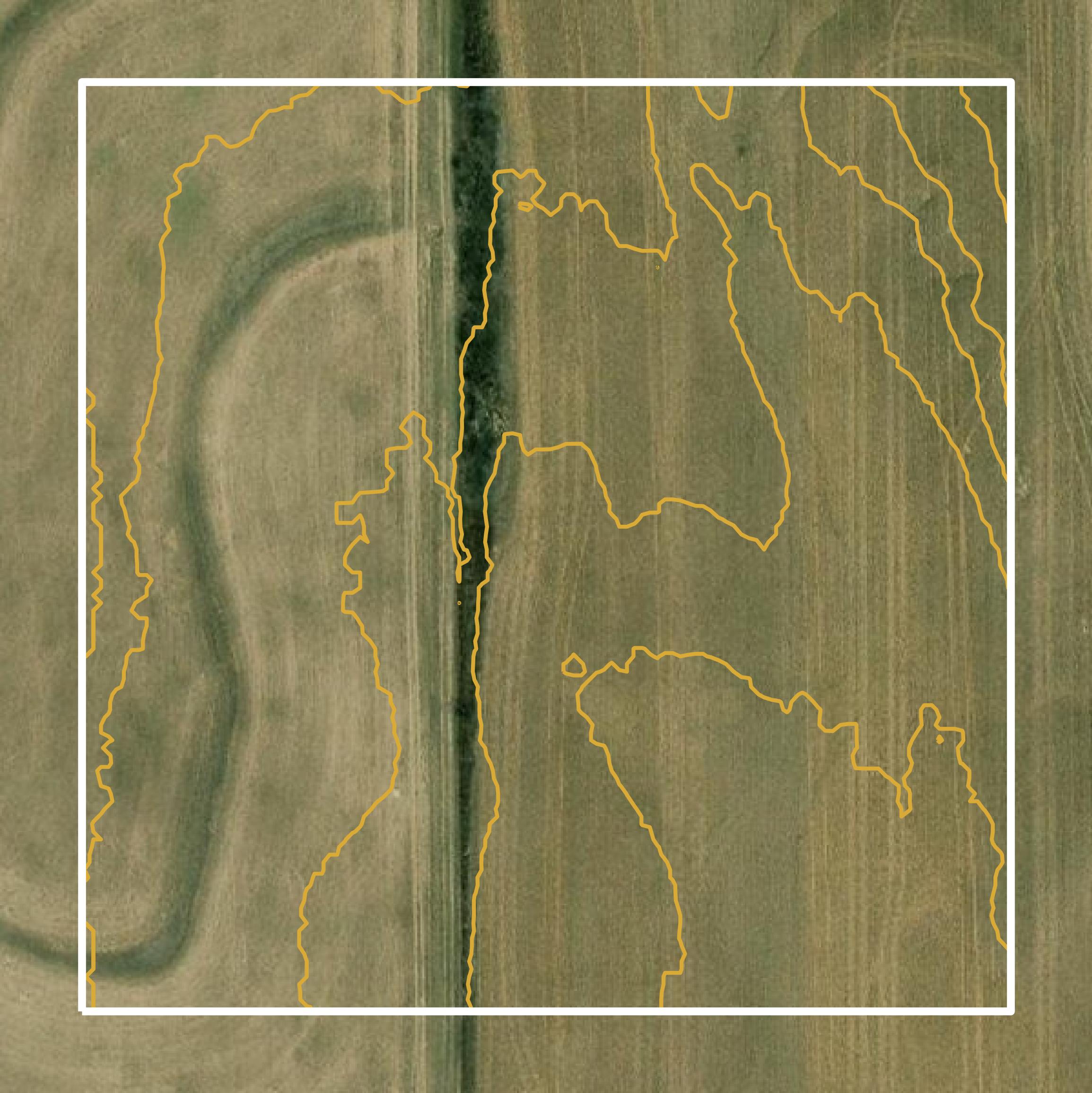 This image shows a contour map in Gosper County created using GIS data in Equator.