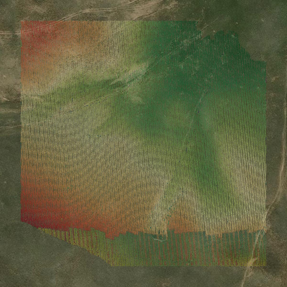 This image shows a LiDAR point cloud in Grant County created using GIS data in Equator.