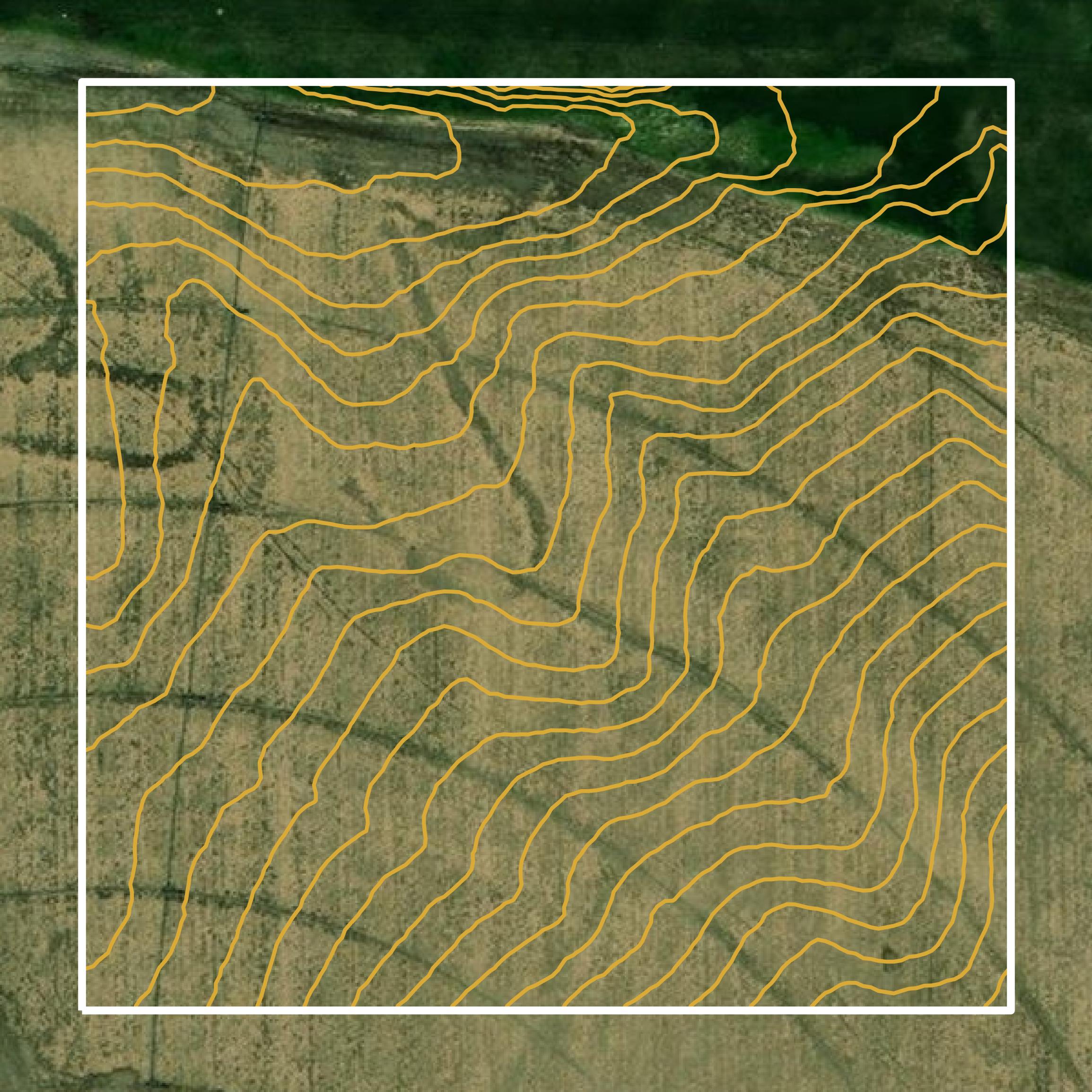 This image shows a contour map in Greeley County created using GIS data in Equator.