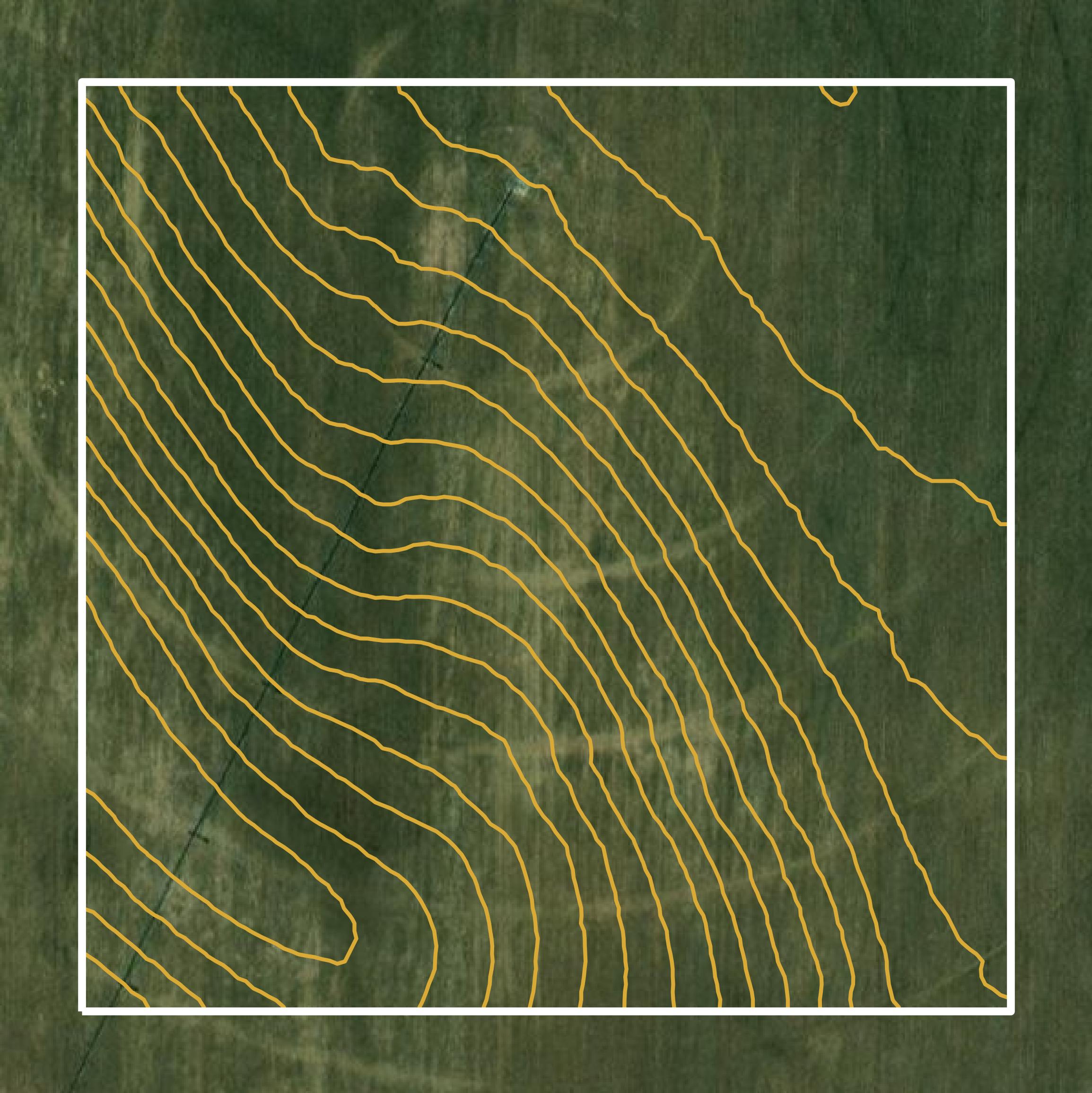 This image shows a contour map in Greeley County created using GIS data in Equator.