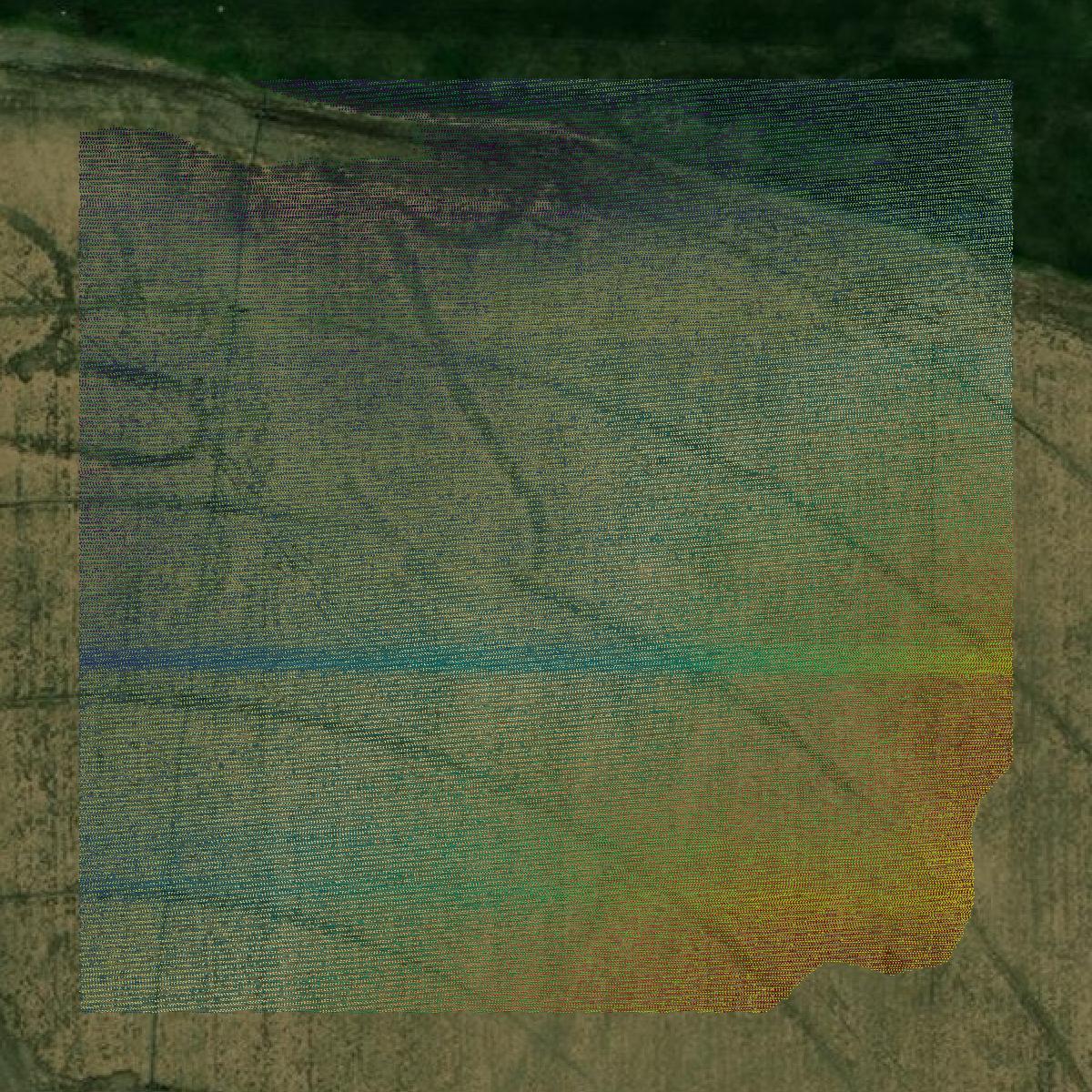 This image shows a LiDAR point cloud in Greeley County created using GIS data in Equator.