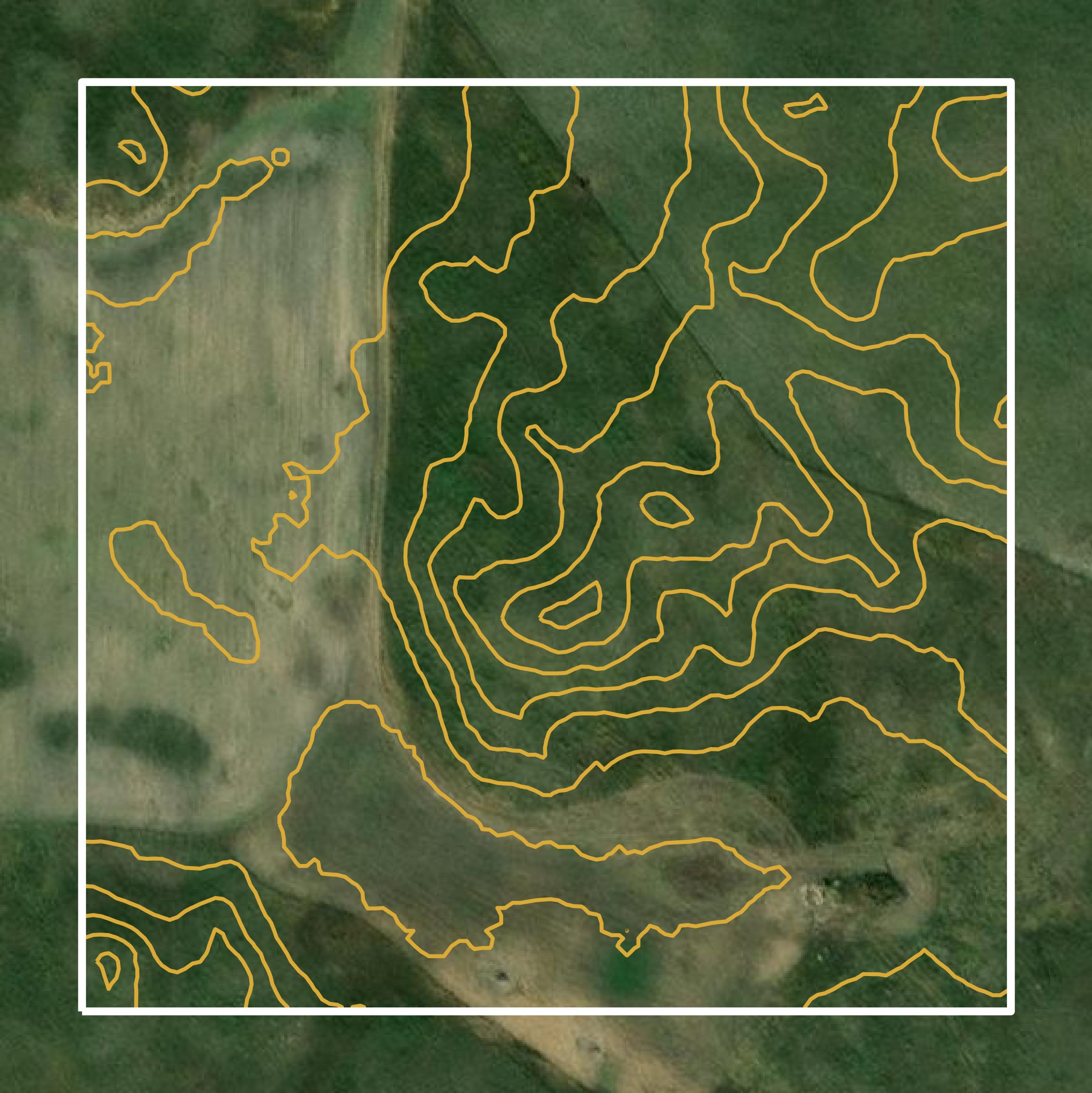 This image shows a contour map in Hall County created using GIS data in Equator.
