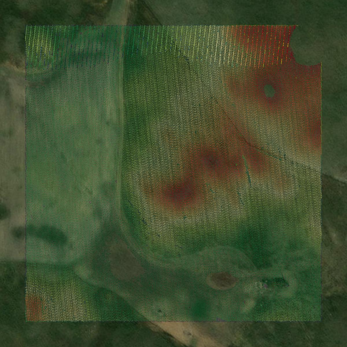 This image shows a LiDAR point cloud in Hall County created using GIS data in Equator.
