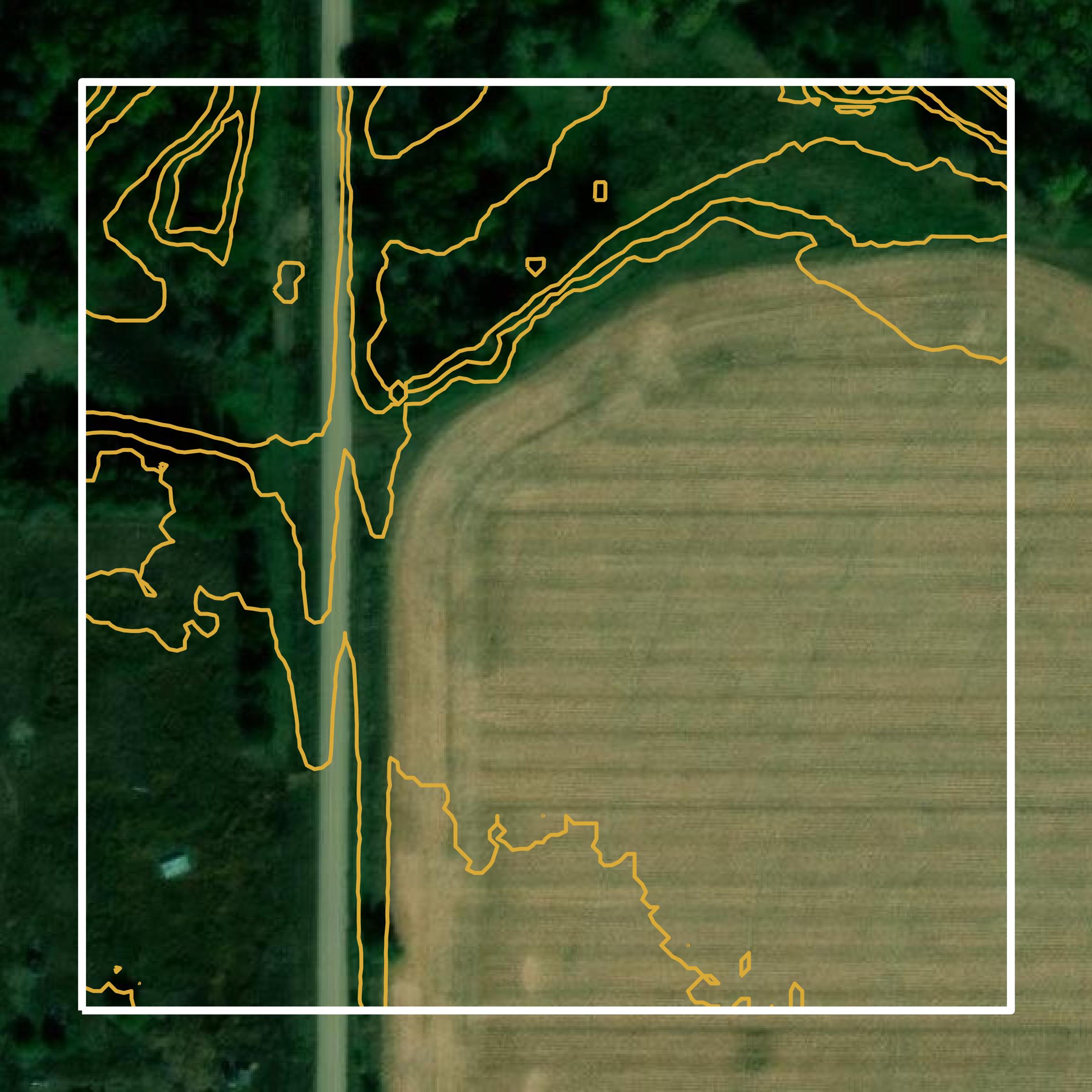 This image shows a contour map in Hamilton County created using GIS data in Equator.