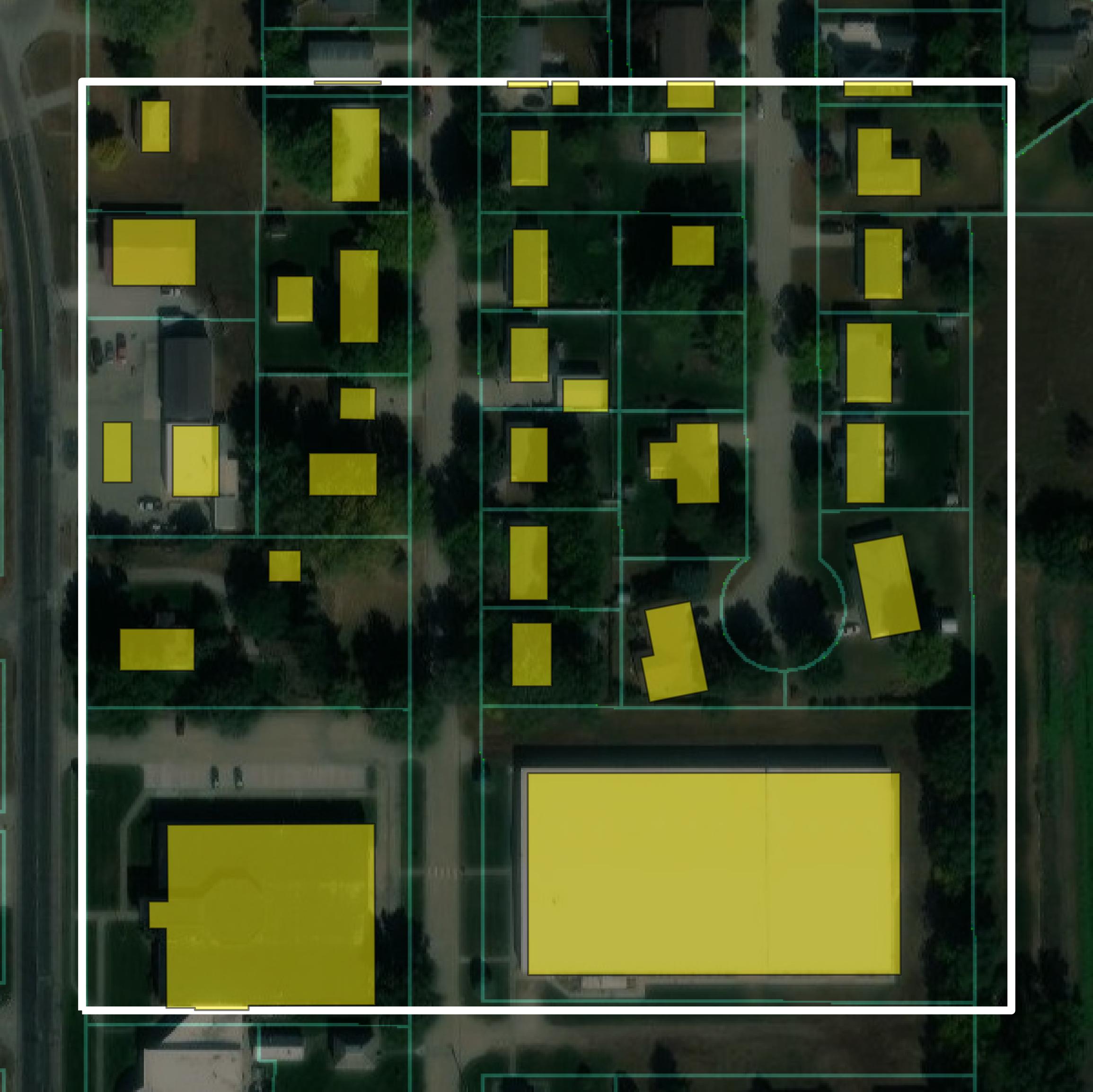 This image shows parcel and building data in Hamilton County created using GIS data in Equator.