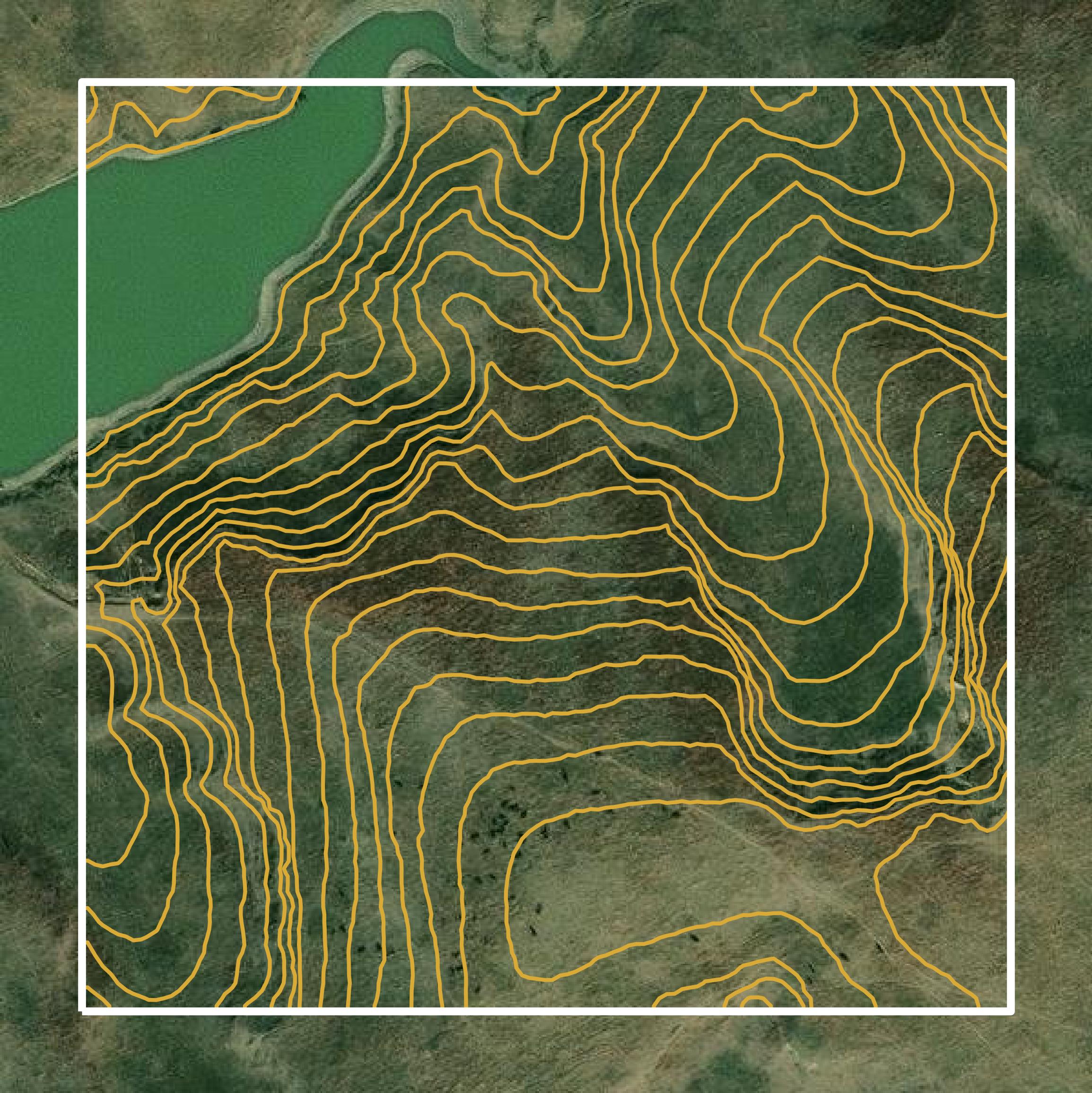 This image shows a contour map in Harlan County created using GIS data in Equator.