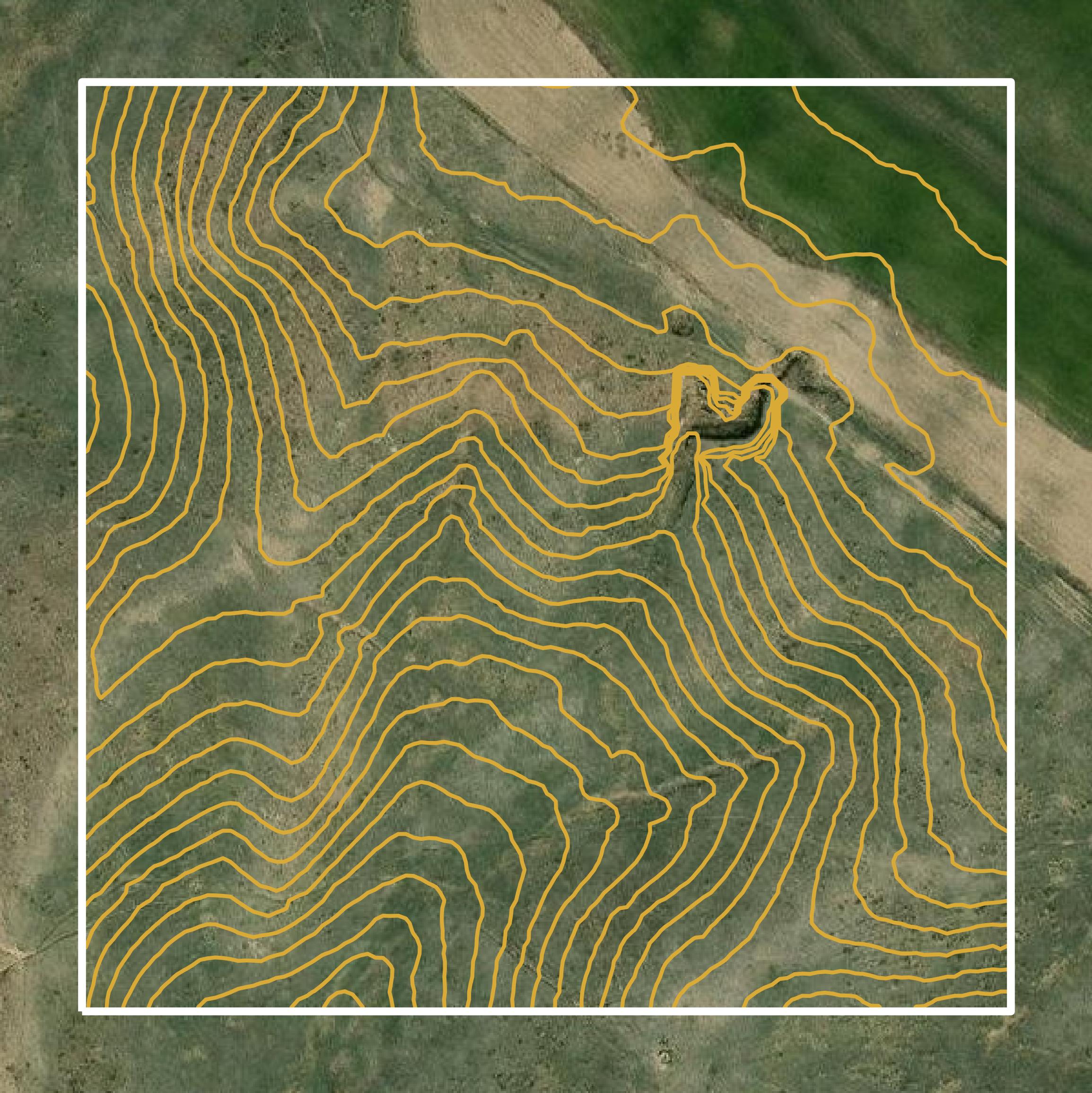 This image shows a contour map in Hayes County created using GIS data in Equator.