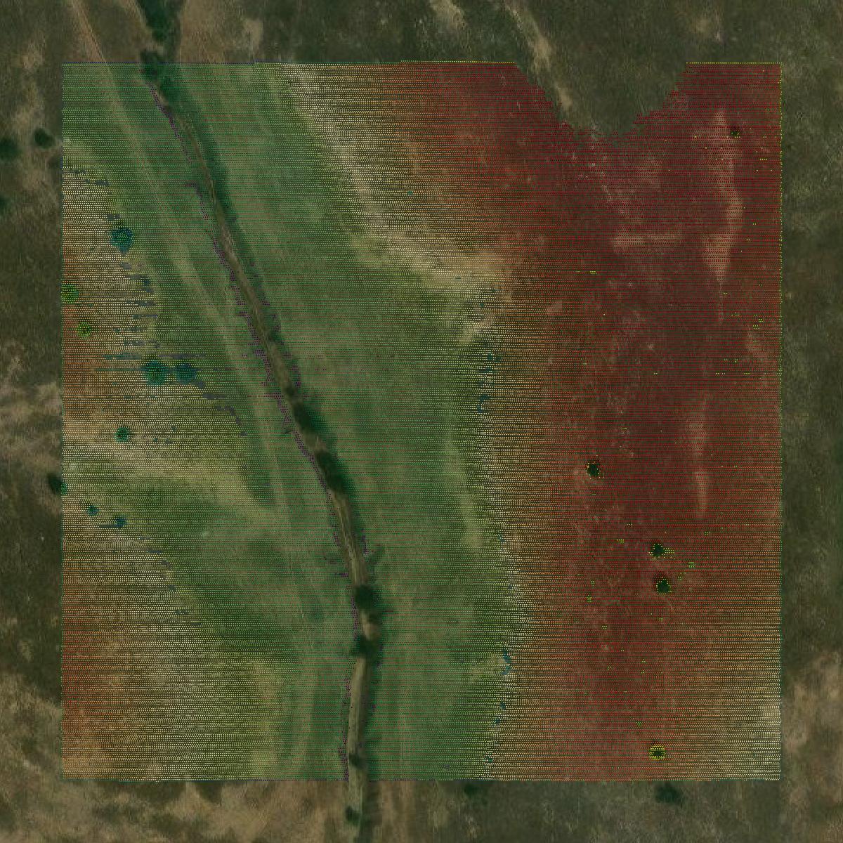 This image shows a LiDAR point cloud in Hitchcock County created using GIS data in Equator.