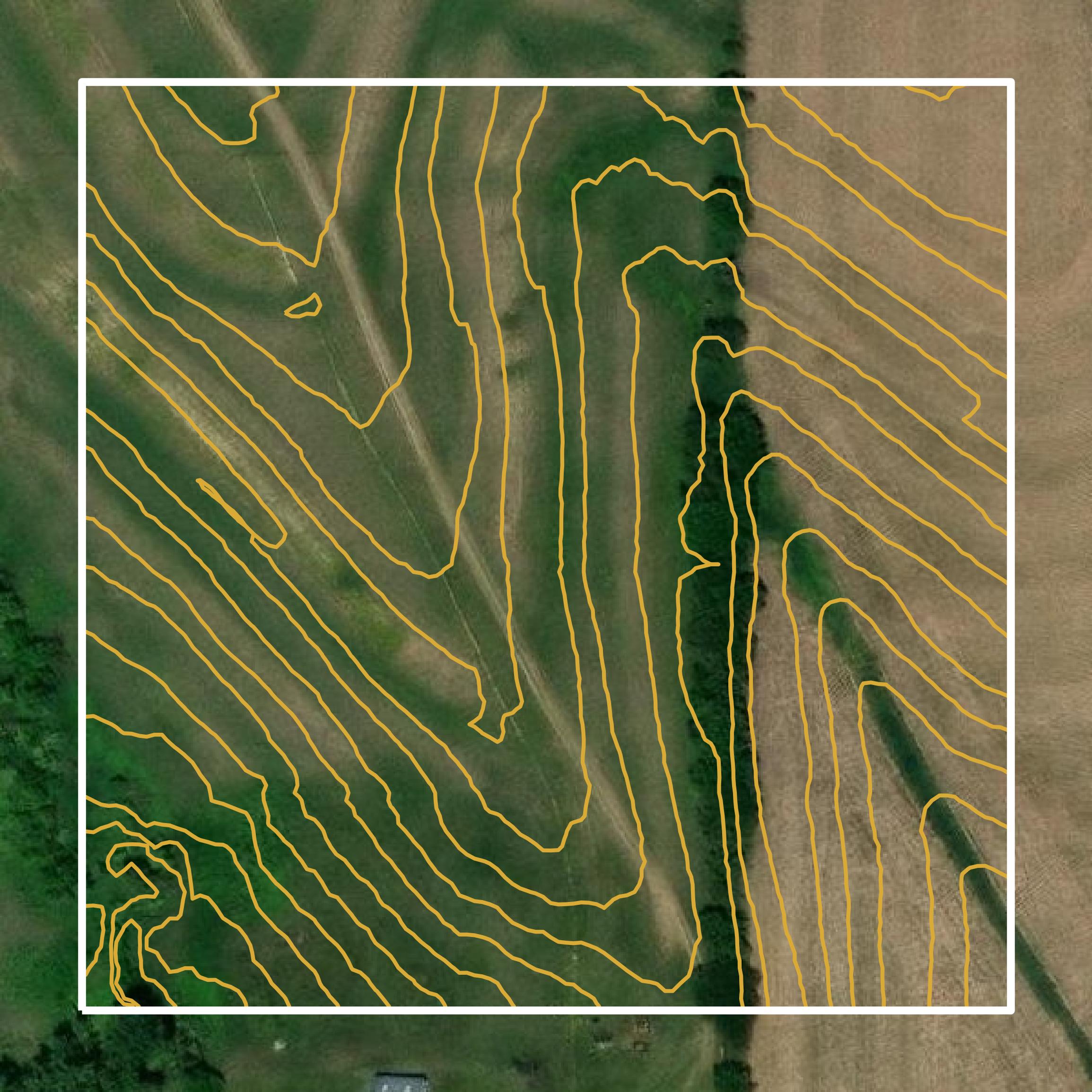 This image shows a contour map in Johnson County created using GIS data in Equator.