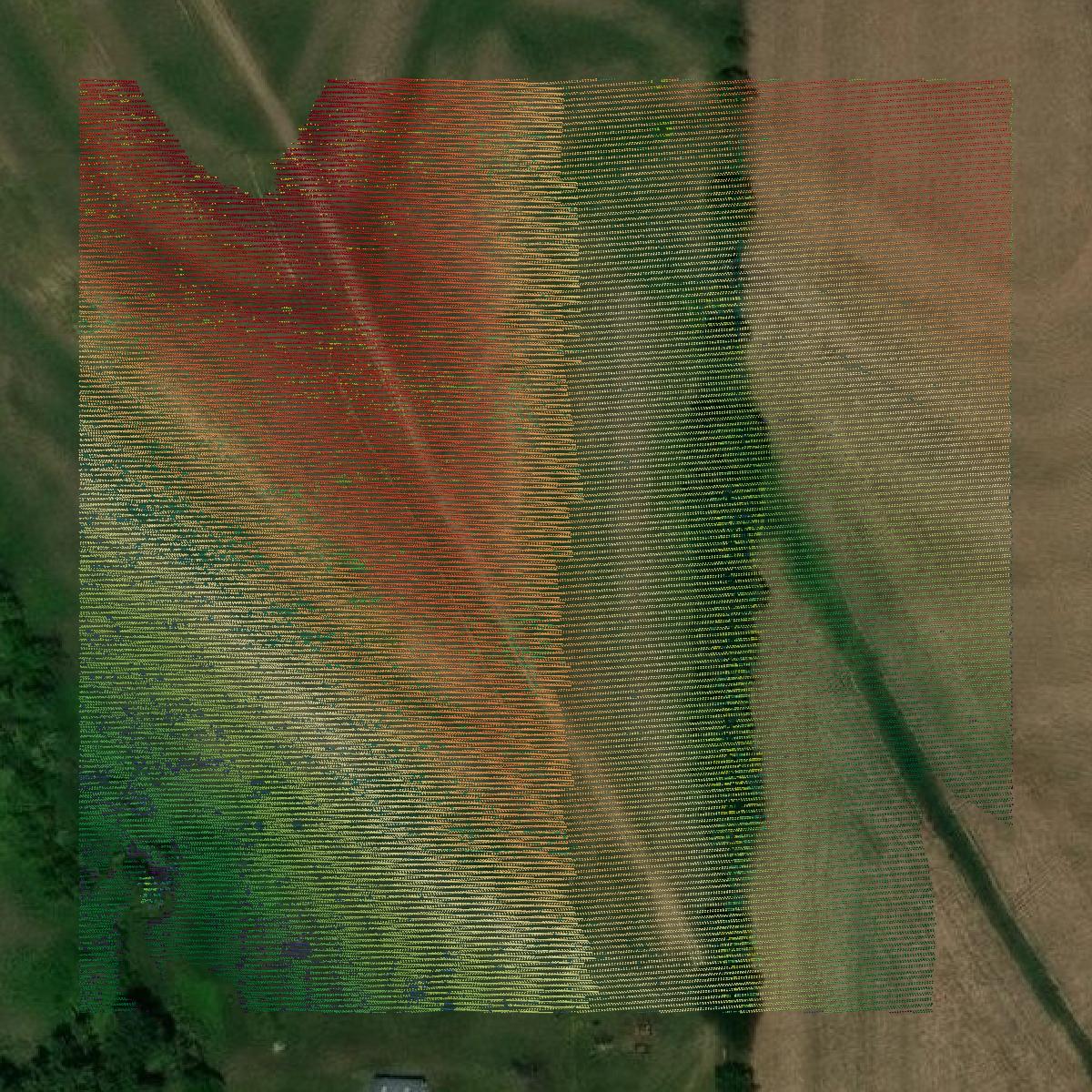 This image shows a LiDAR point cloud in Johnson County created using GIS data in Equator.