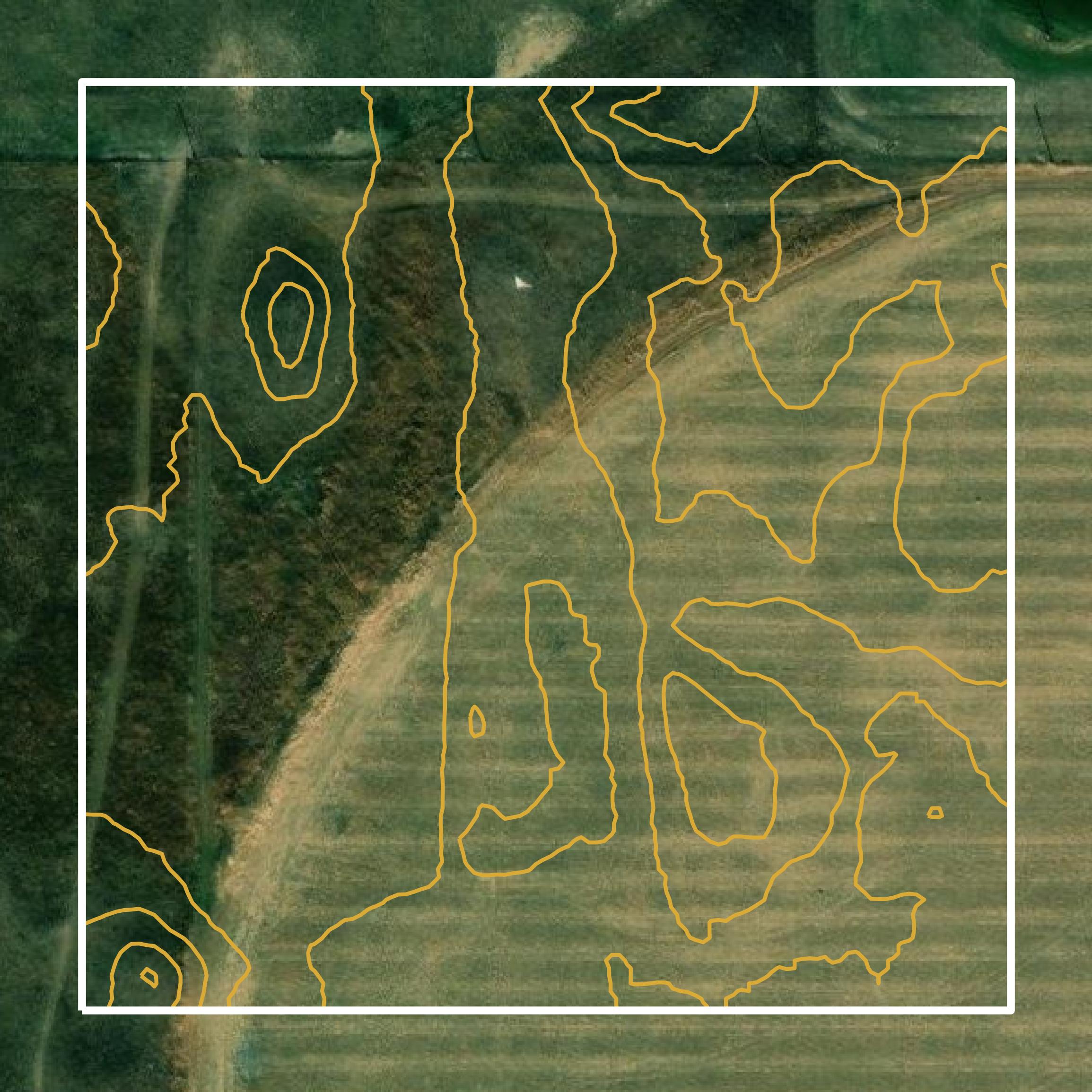 This image shows a contour map in Kearney County created using GIS data in Equator.