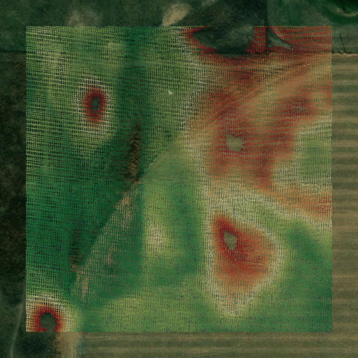 This image shows a LiDAR point cloud in Kearney County created using GIS data in Equator.
