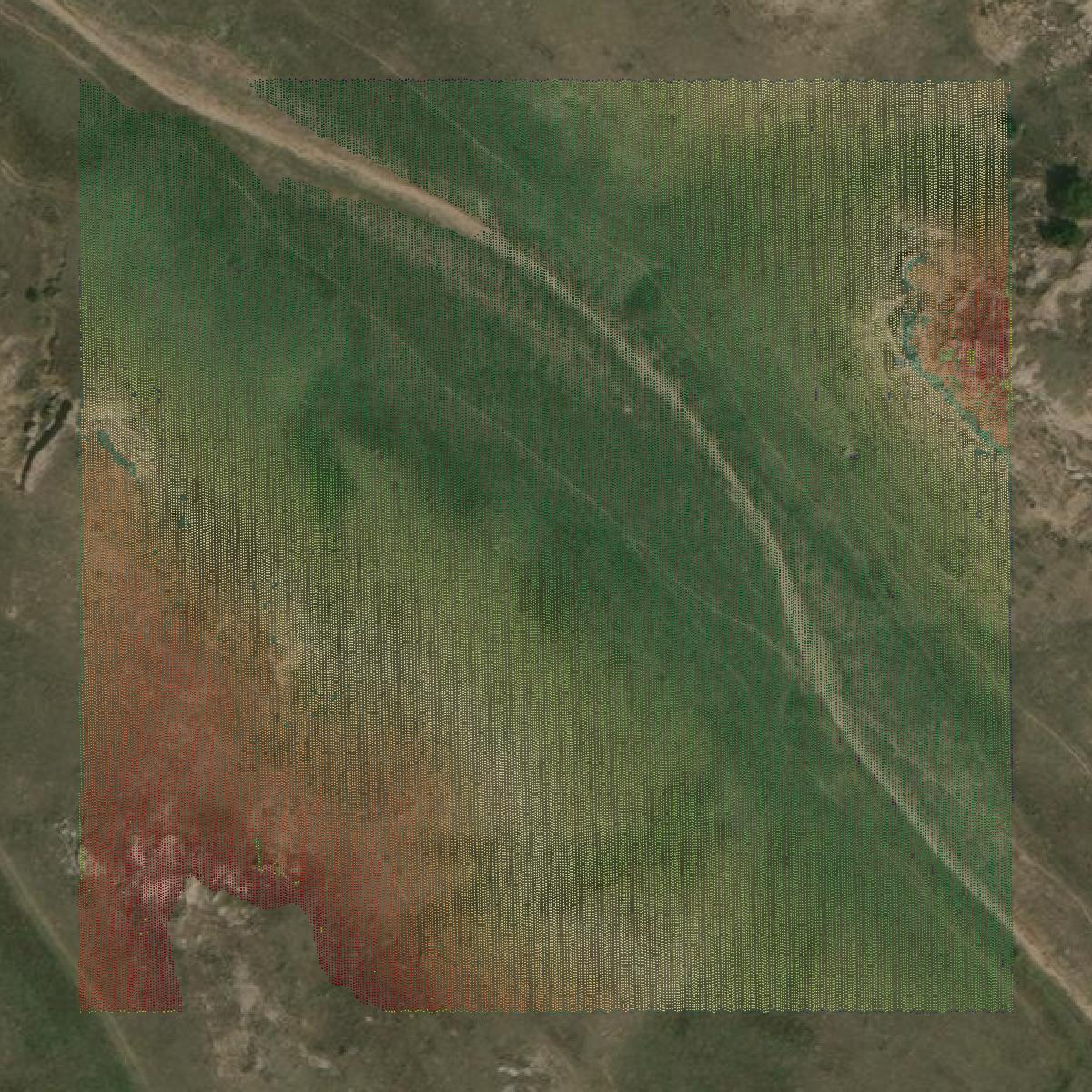 This image shows a LiDAR point cloud in Keith County created using GIS data in Equator.
