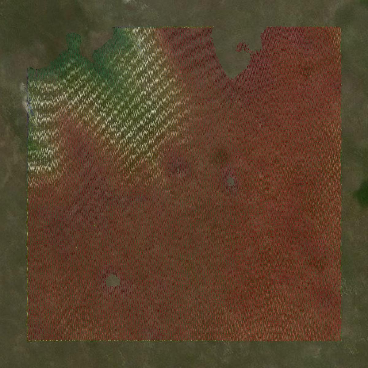 This image shows a LiDAR point cloud in Keya Paha County created using GIS data in Equator.