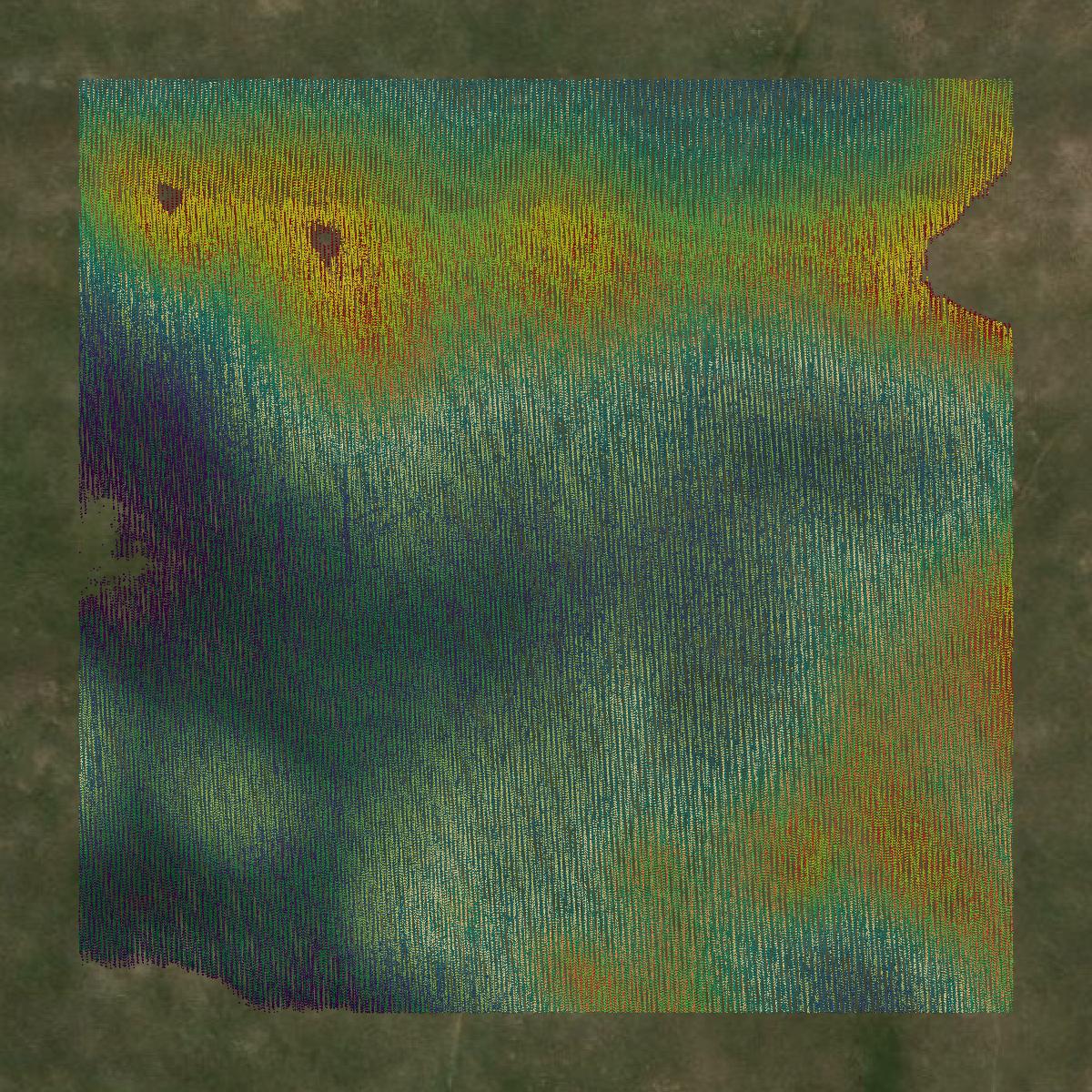 This image shows a LiDAR point cloud in Keya Paha County created using GIS data in Equator.