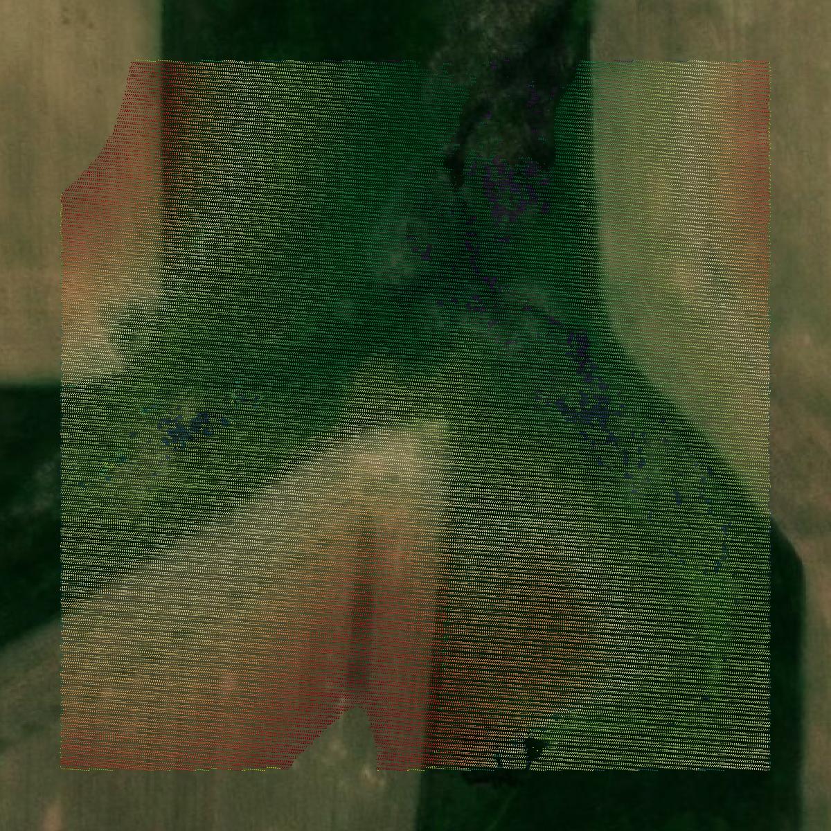 This image shows a LiDAR point cloud in Knox County created using GIS data in Equator.