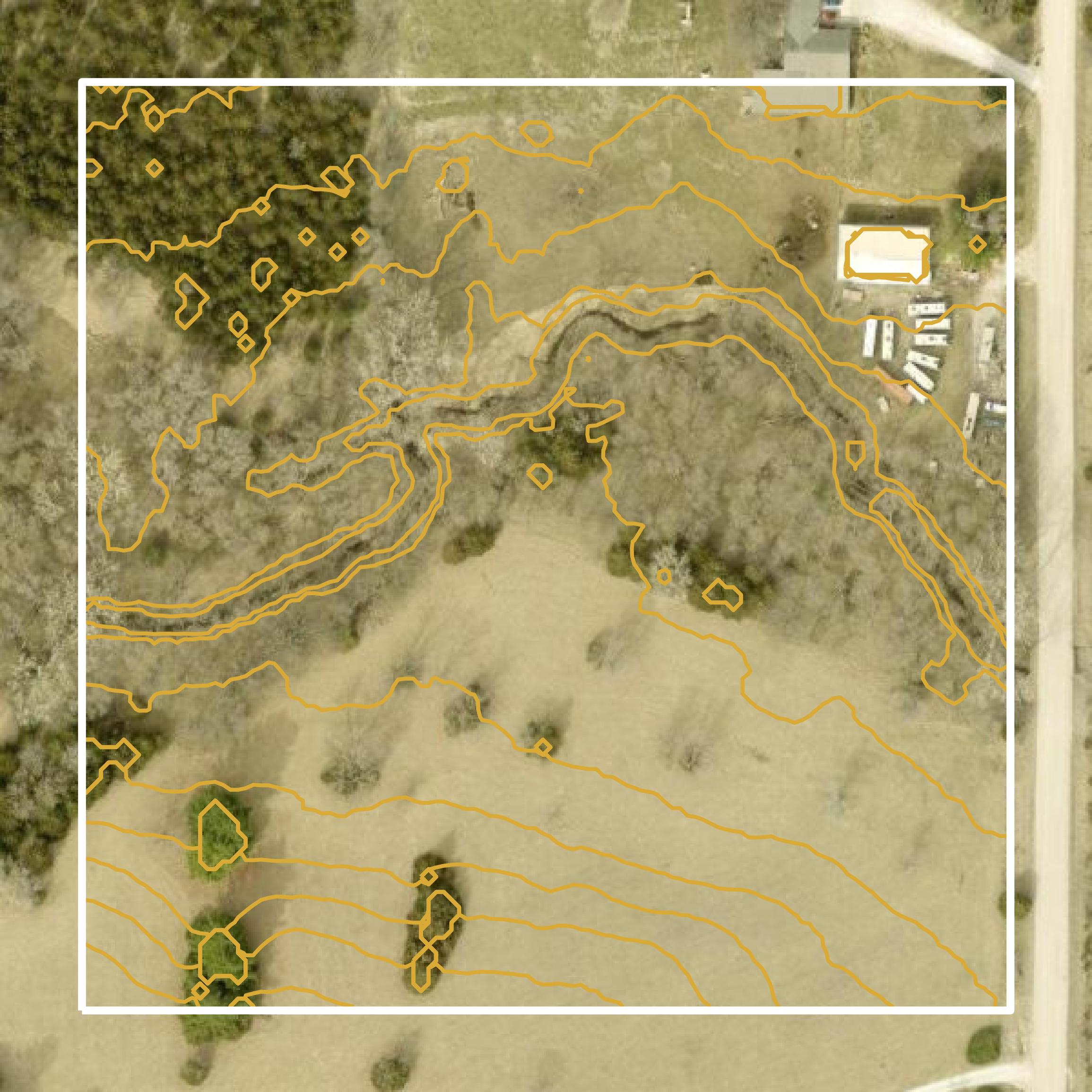 This image shows a contour map in Lancaster County created using GIS data in Equator.