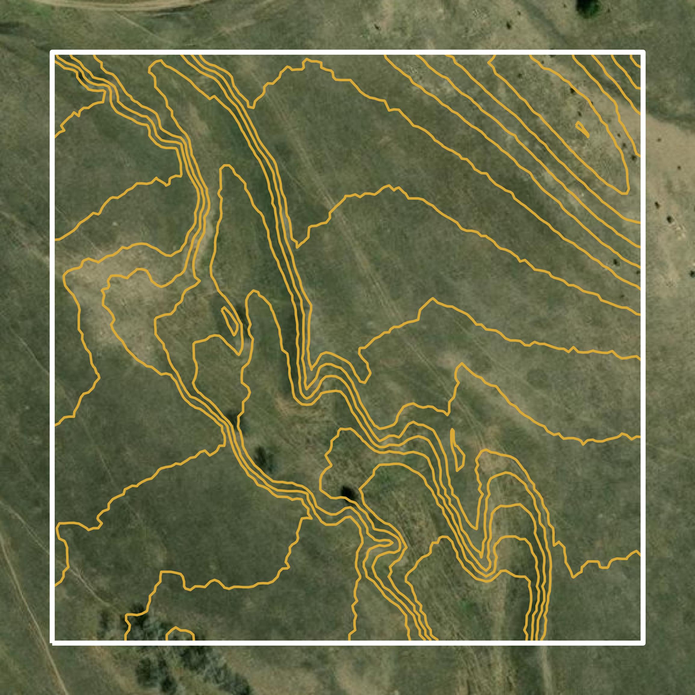 This image shows a contour map in Lincoln County created using GIS data in Equator.