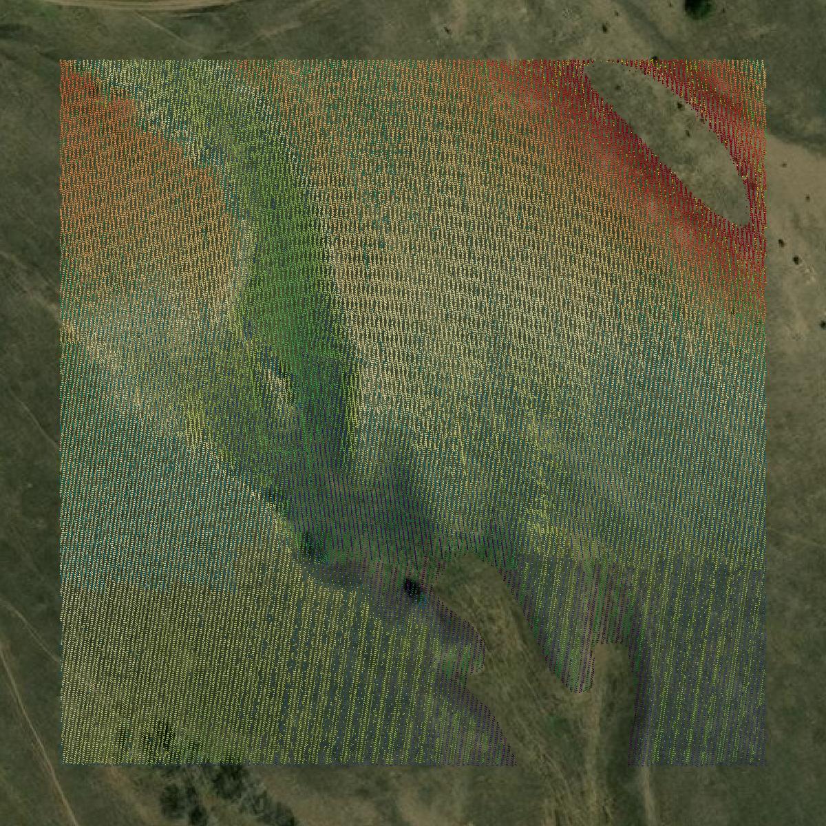 This image shows a LiDAR point cloud in Lincoln County created using GIS data in Equator.
