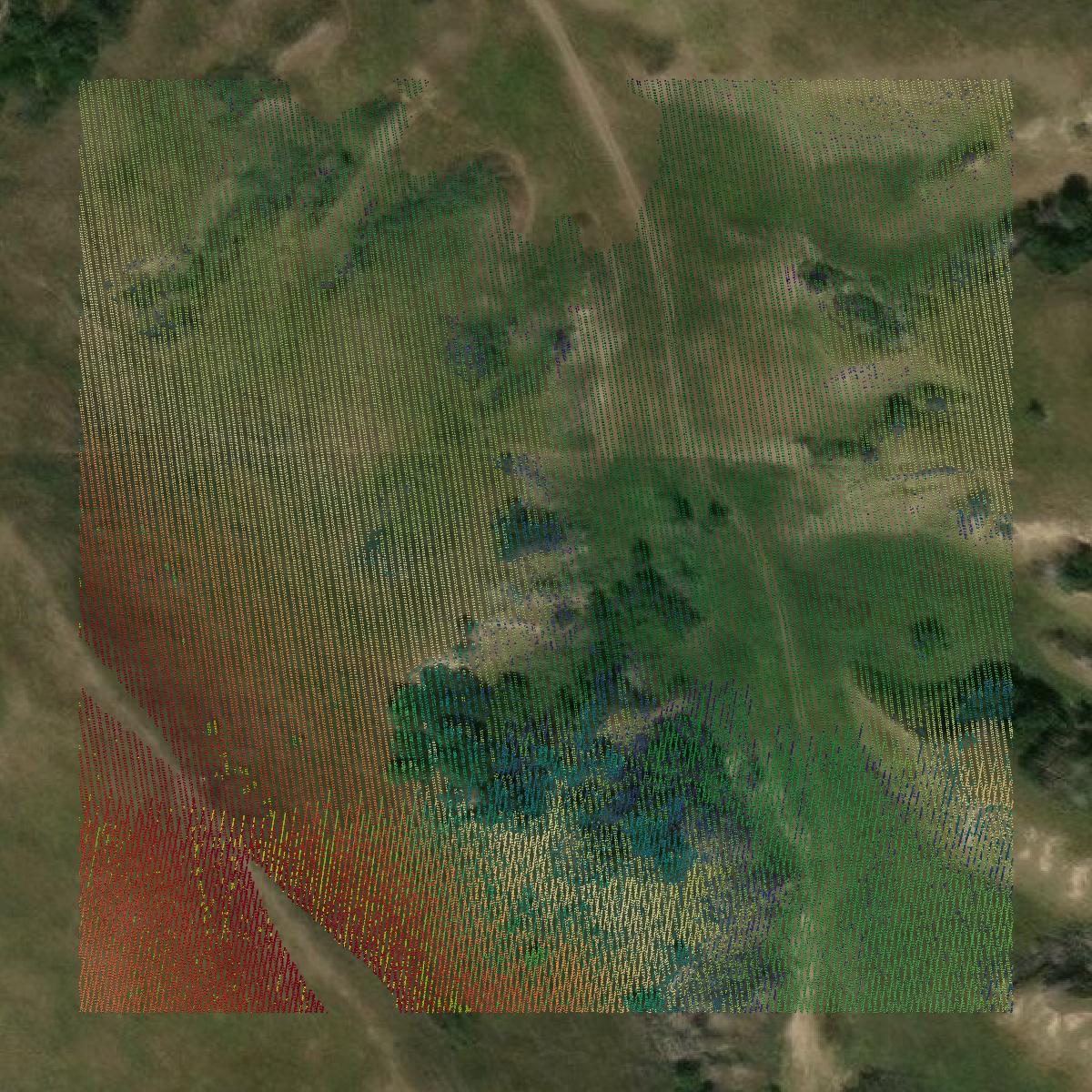 This image shows a LiDAR point cloud in Lincoln County created using GIS data in Equator.