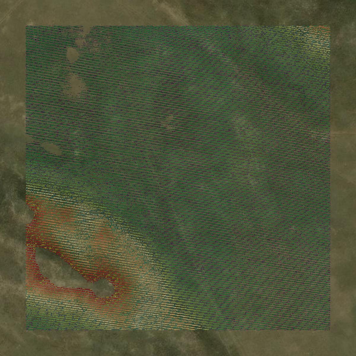 This image shows a LiDAR point cloud in Logan County created using GIS data in Equator.