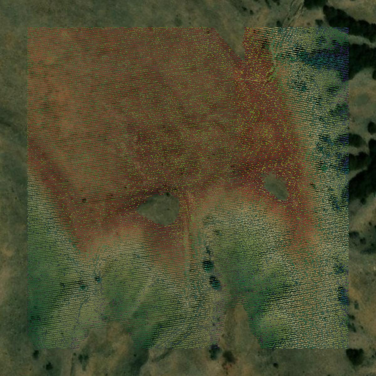 This image shows a LiDAR point cloud in Logan County created using GIS data in Equator.