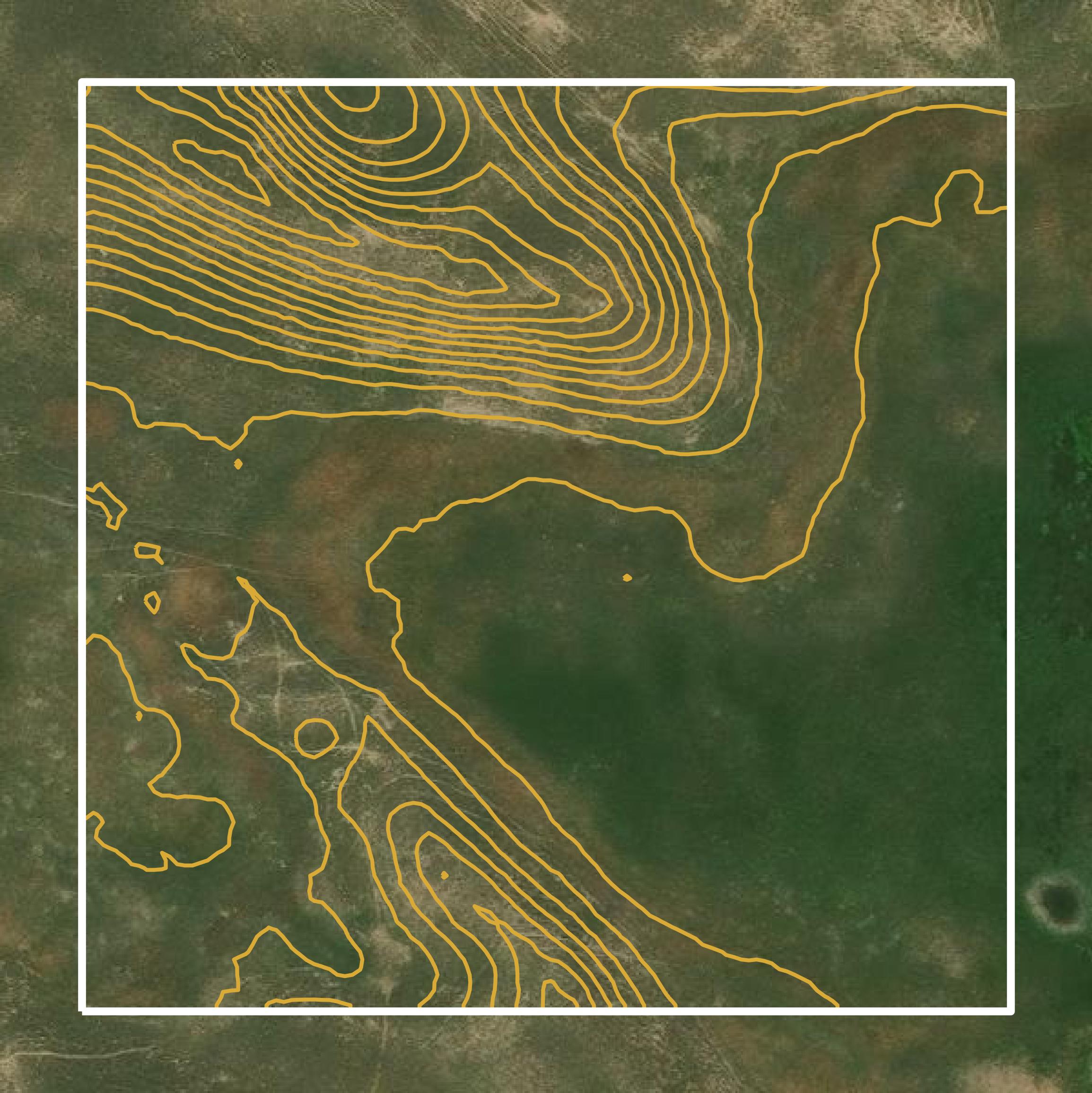 This image shows a contour map in Loup County created using GIS data in Equator.