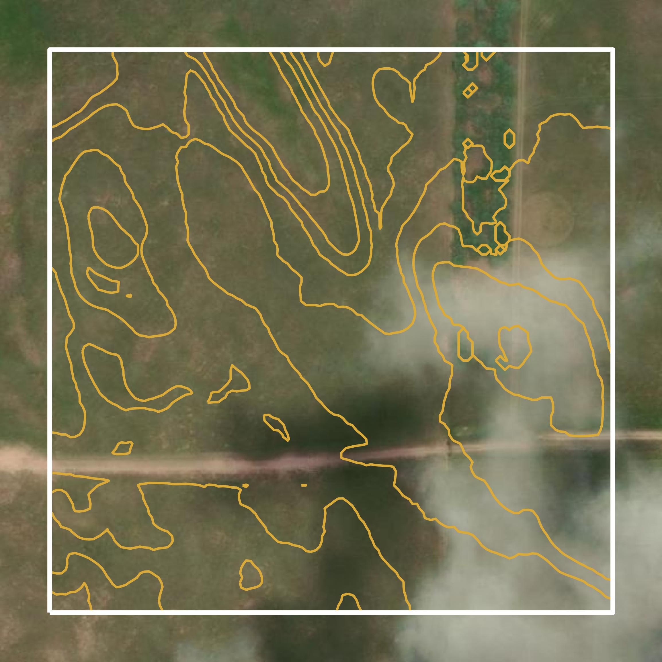 This image shows a contour map in McPherson County created using GIS data in Equator.