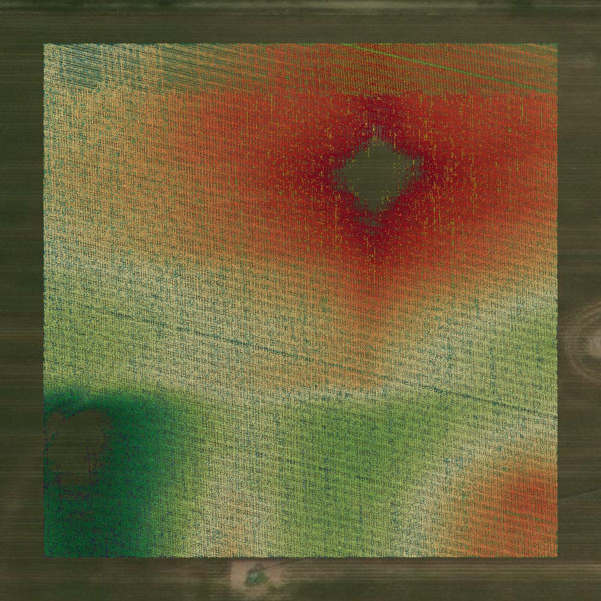 This image shows a LiDAR point cloud in Merrick County created using GIS data in Equator.