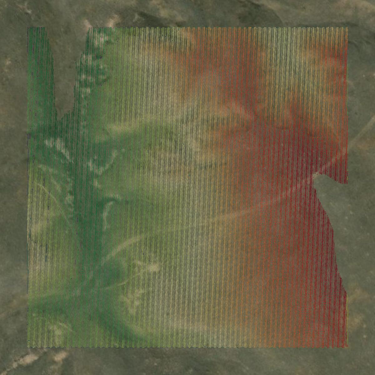 This image shows a LiDAR point cloud in Morrill County created using GIS data in Equator.