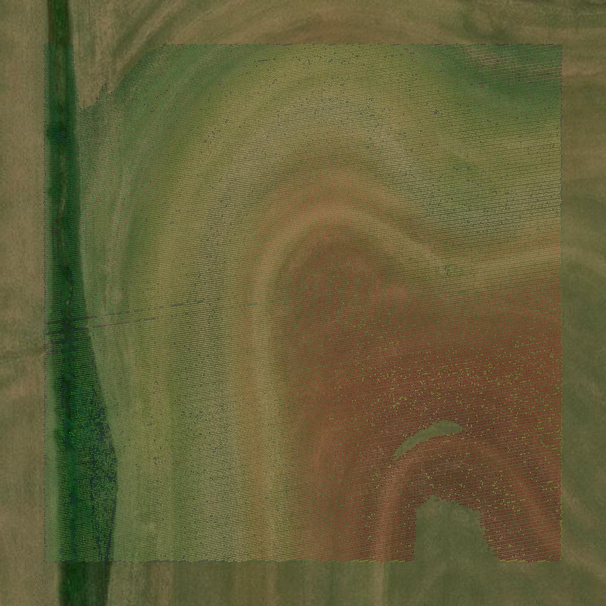 This image shows a LiDAR point cloud in Nemaha County created using GIS data in Equator.