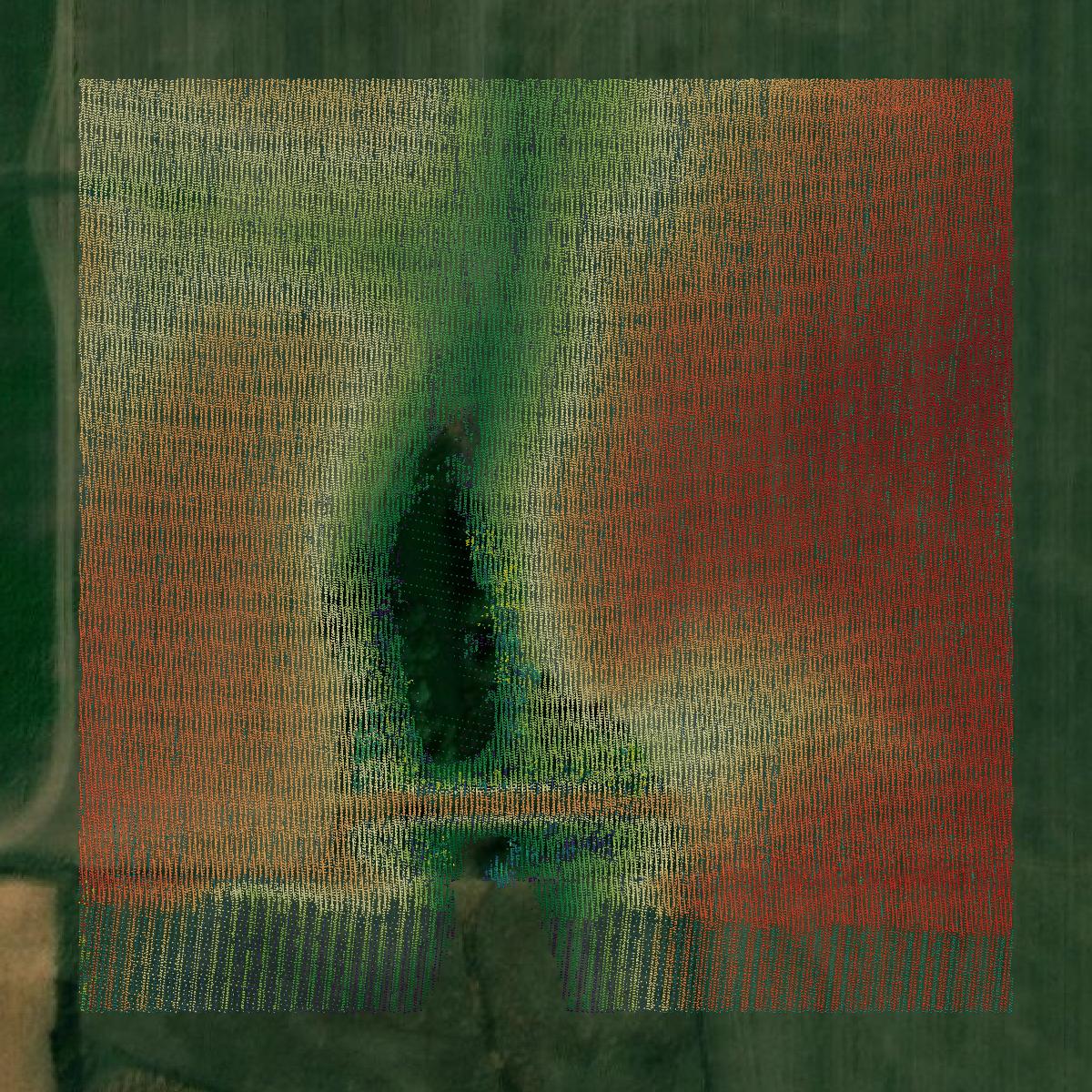 This image shows a LiDAR point cloud in Nuckolls County created using GIS data in Equator.