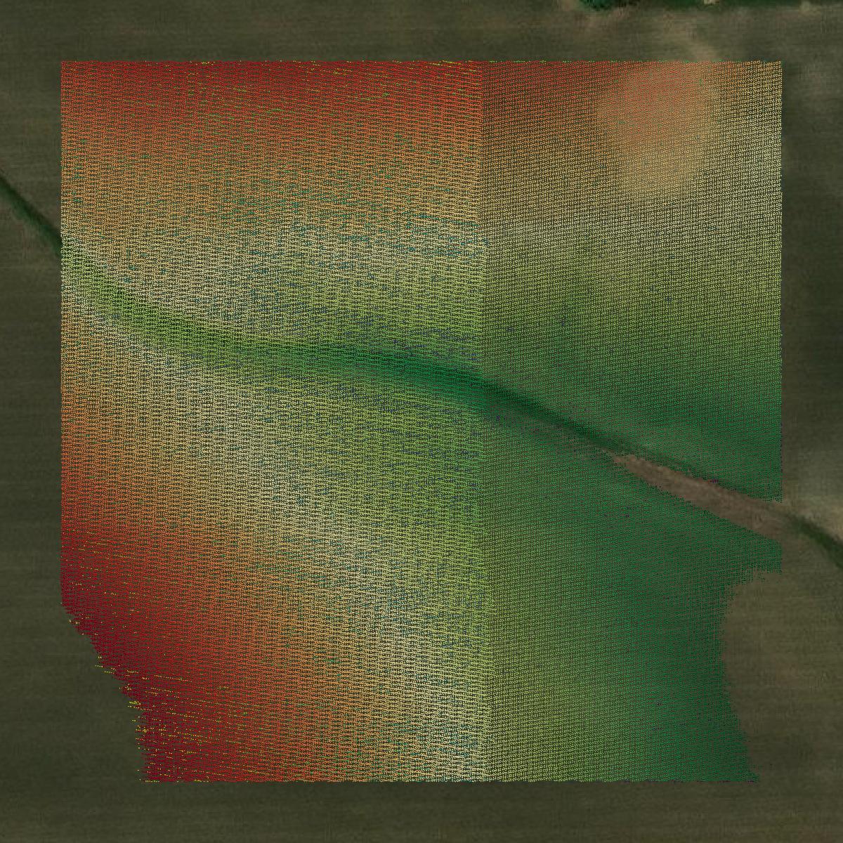 This image shows a LiDAR point cloud in Otoe County created using GIS data in Equator.