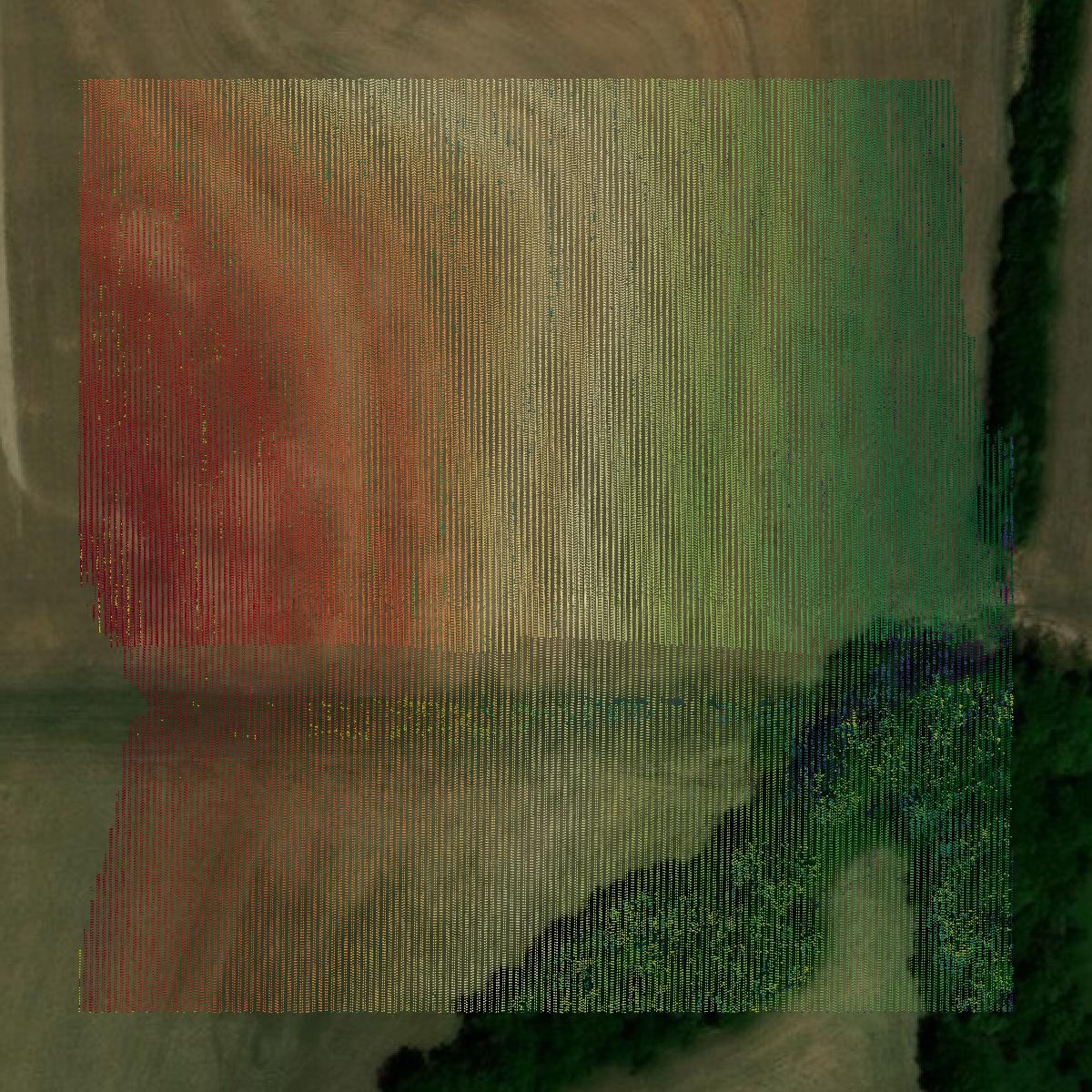 This image shows a LiDAR point cloud in Otoe County created using GIS data in Equator.