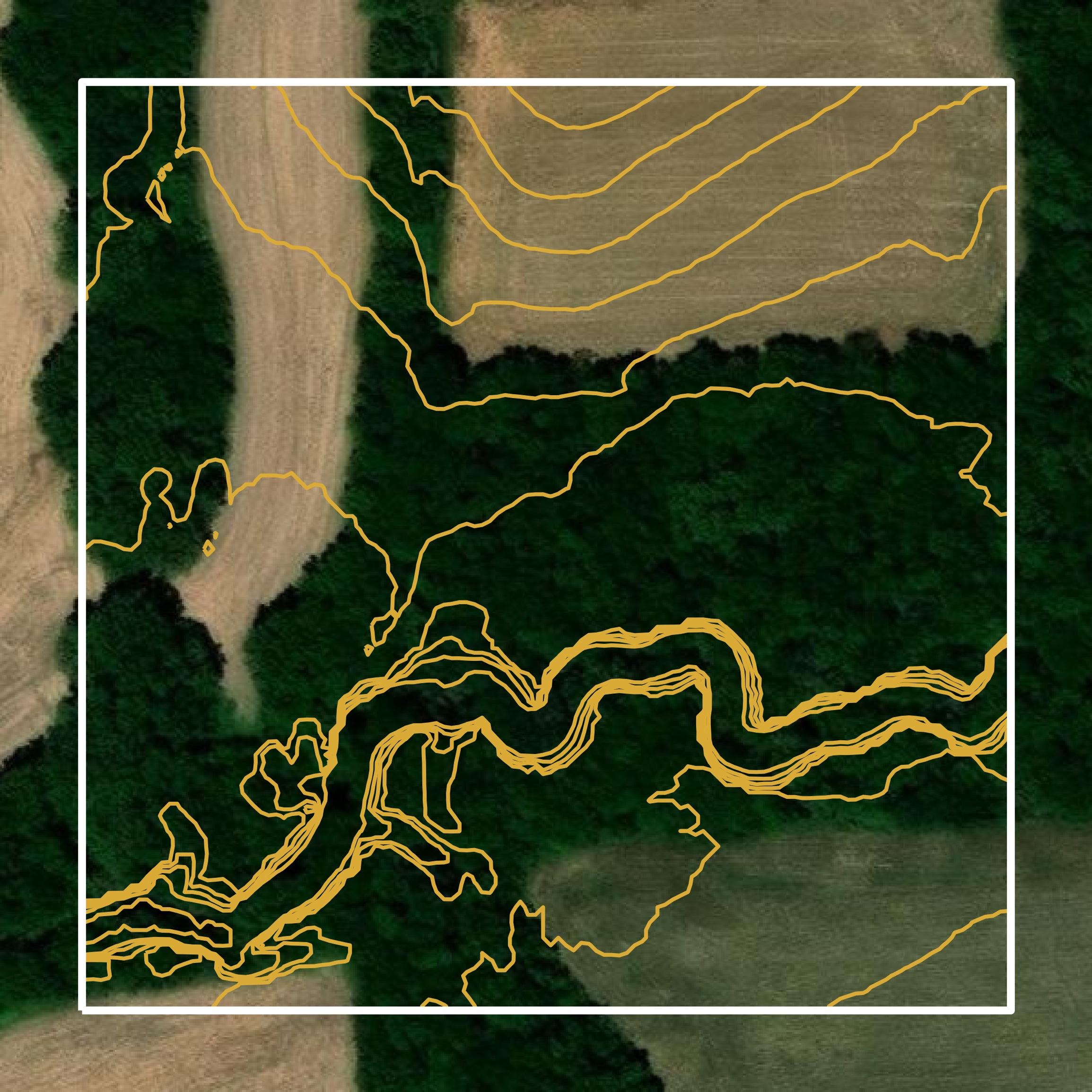 This image shows a contour map in Pawnee County created using GIS data in Equator.