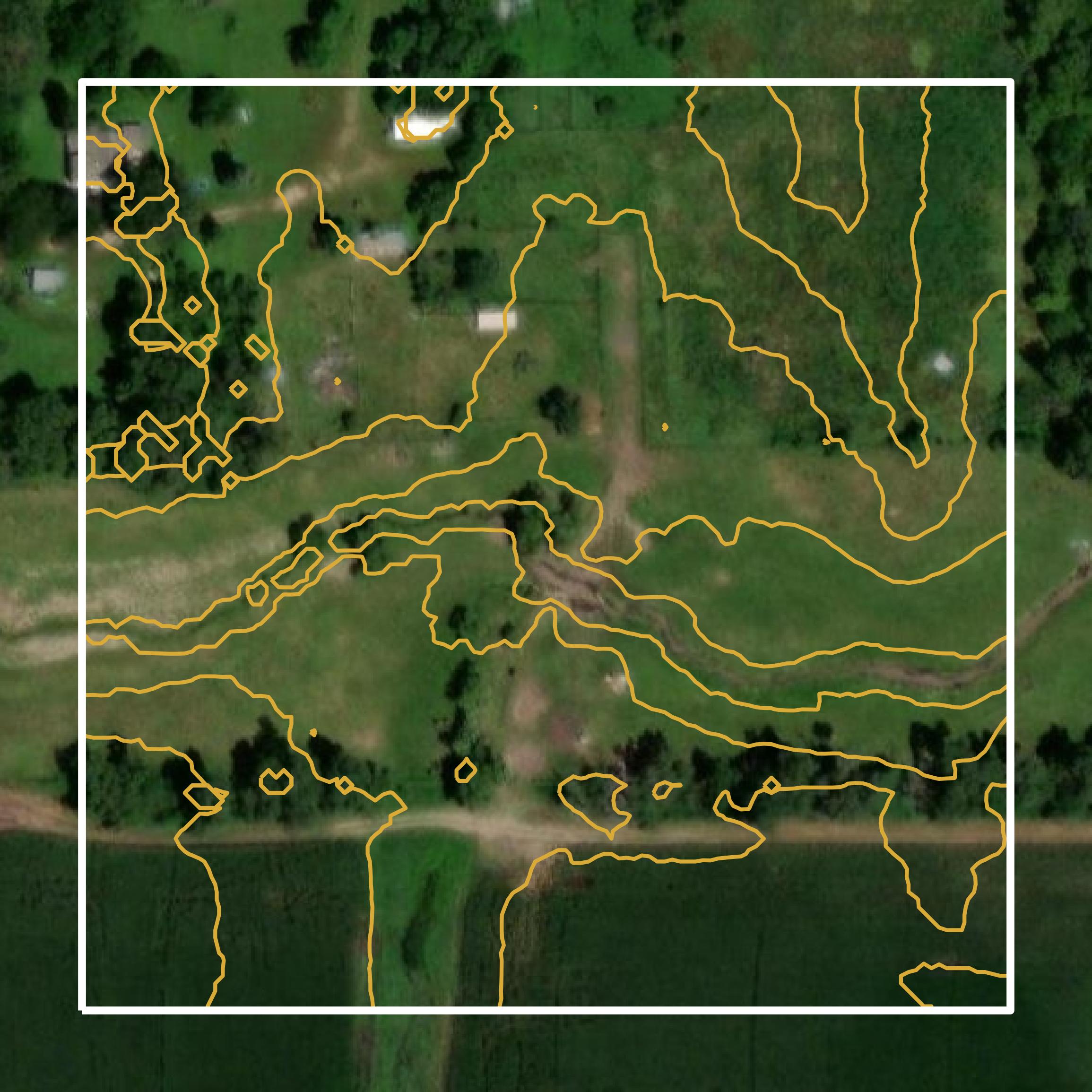 This image shows a contour map in Pierce County created using GIS data in Equator.