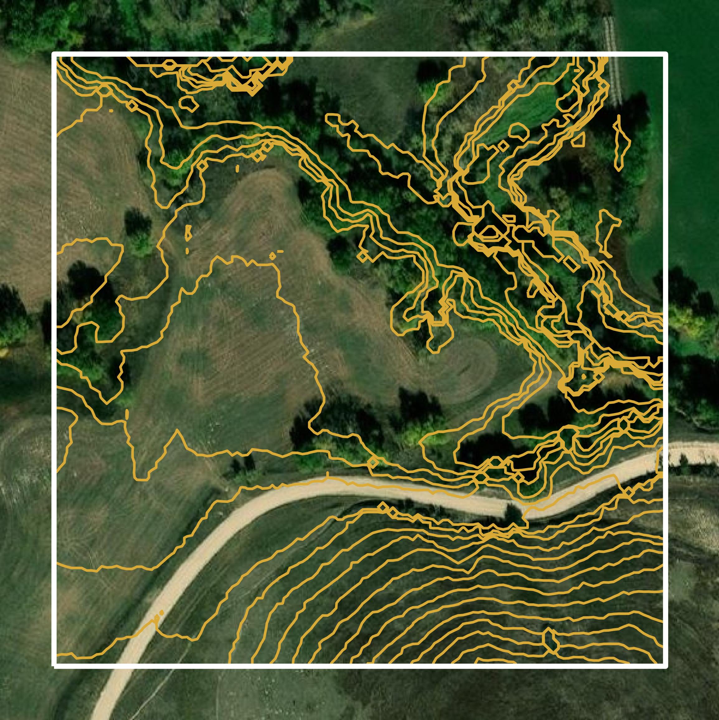 This image shows a contour map in Red Willow County created using GIS data in Equator.