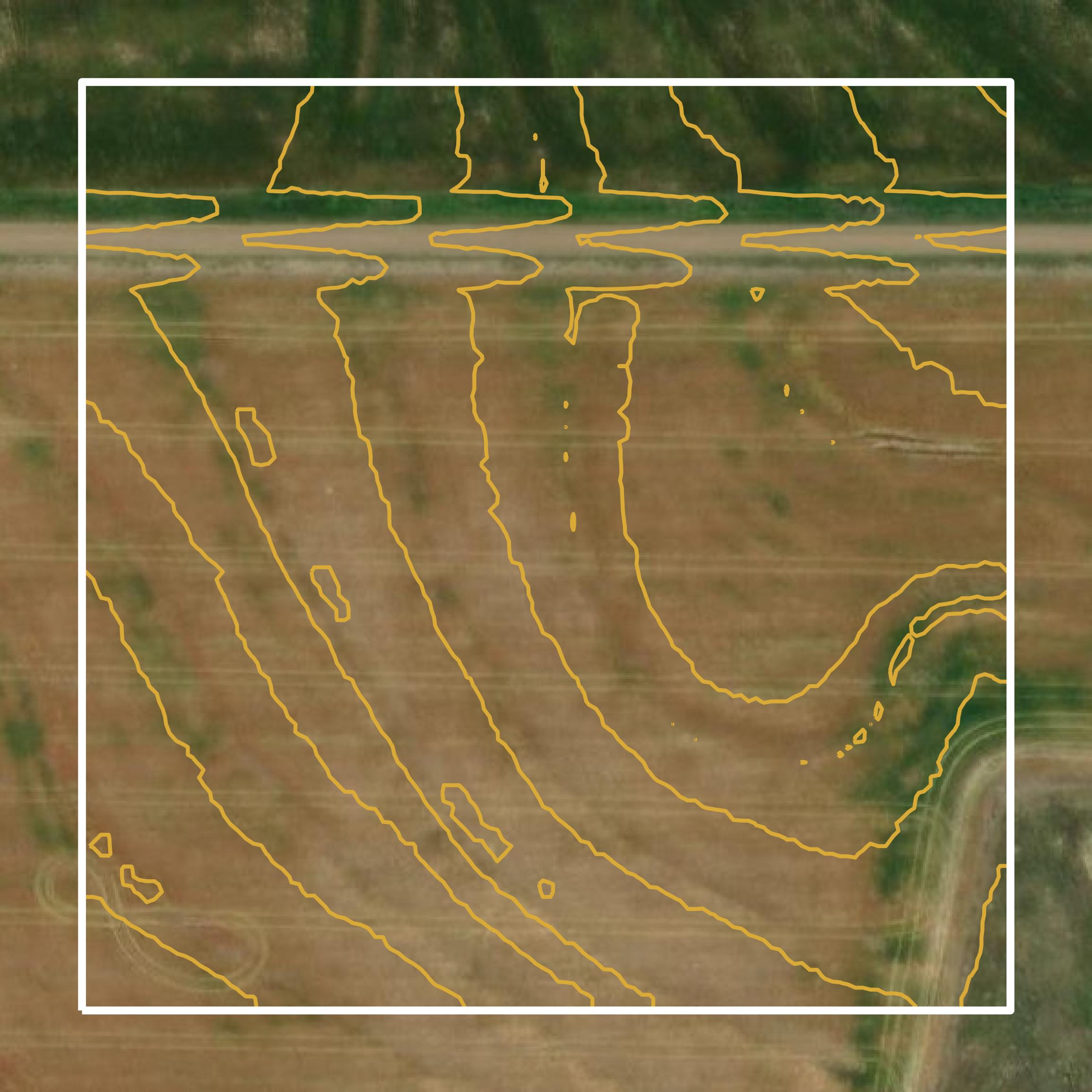 This image shows a contour map in Red Willow County created using GIS data in Equator.