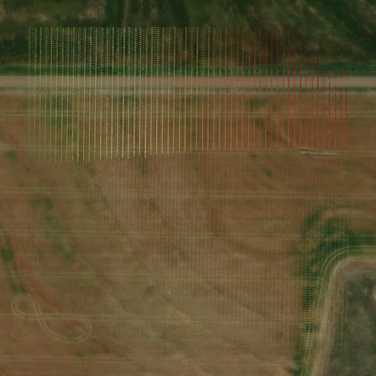 This image shows a LiDAR point cloud in Red Willow County created using GIS data in Equator.