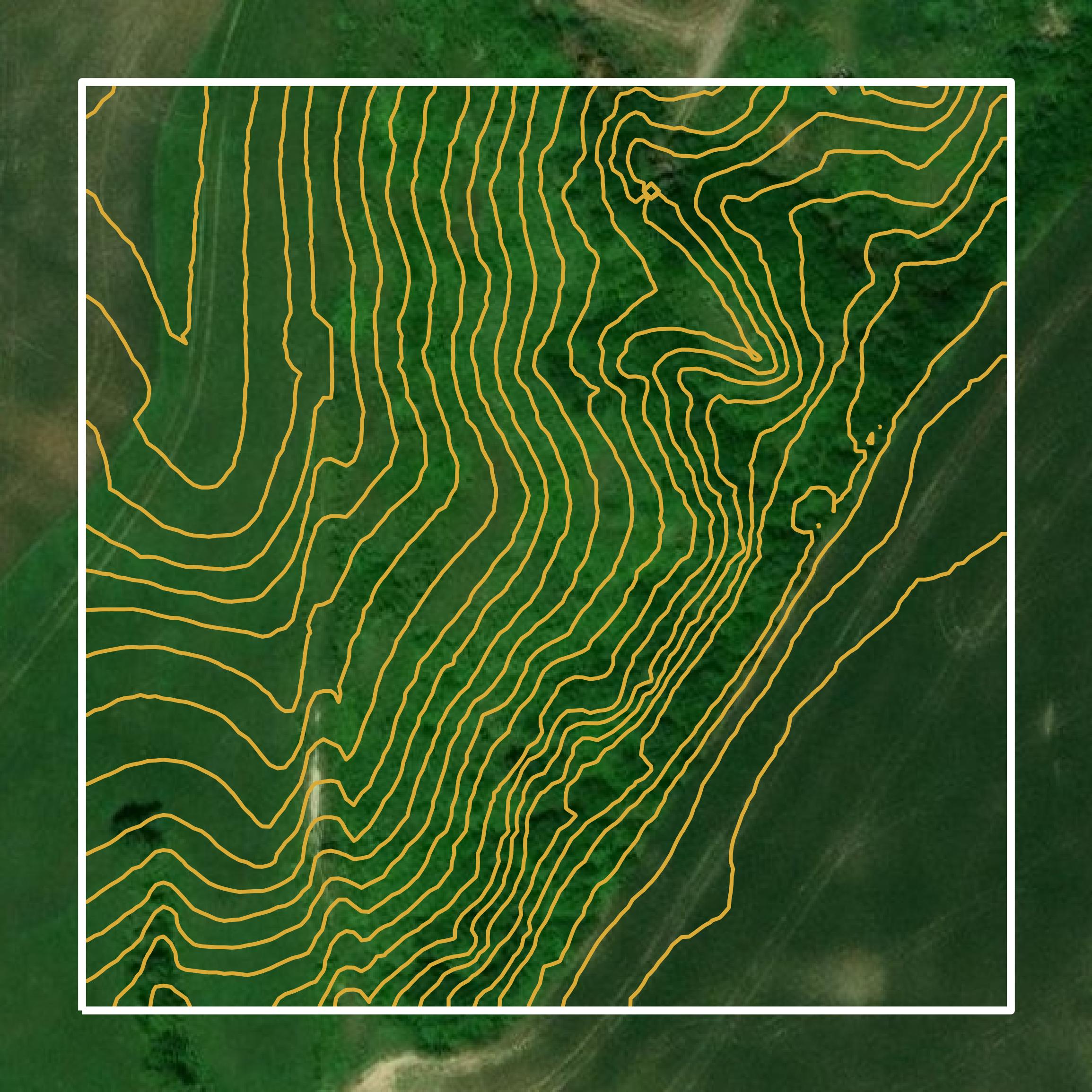 This image shows a contour map in Richardson County created using GIS data in Equator.