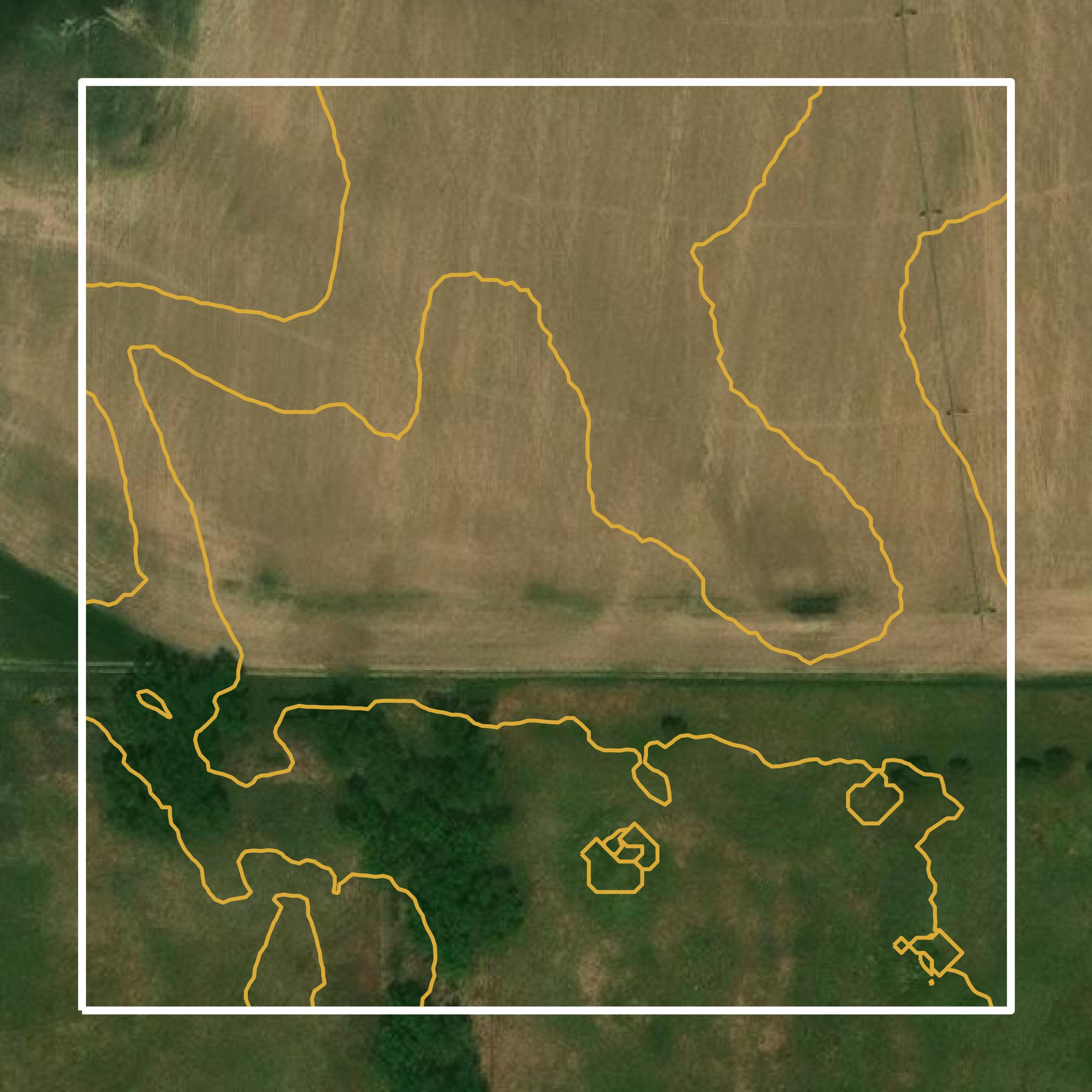 This image shows a contour map in Rock County created using GIS data in Equator.